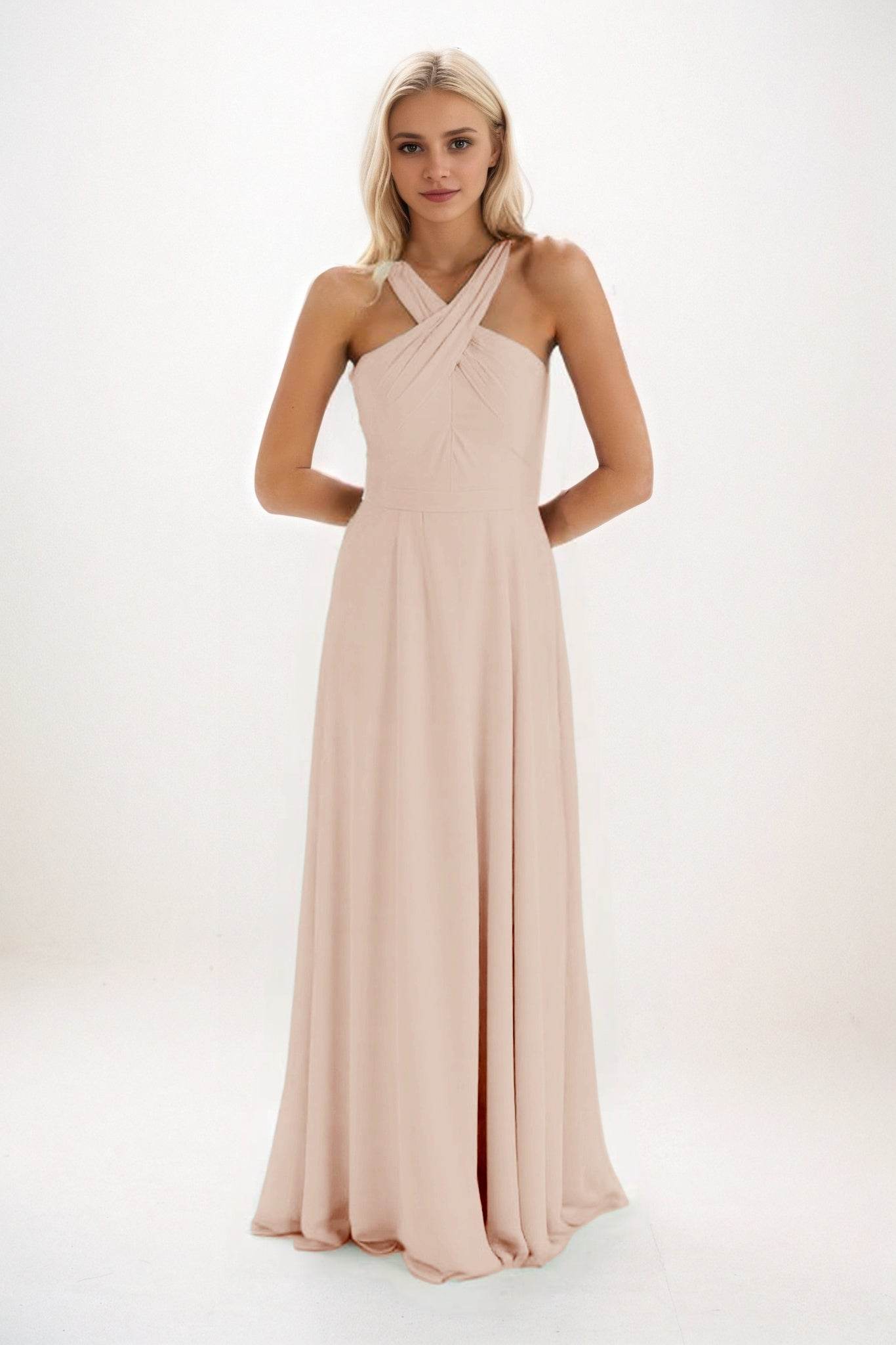 A-Line Maxi Chiffon Bridesmaid Dress CB0824 - COCOMELODY