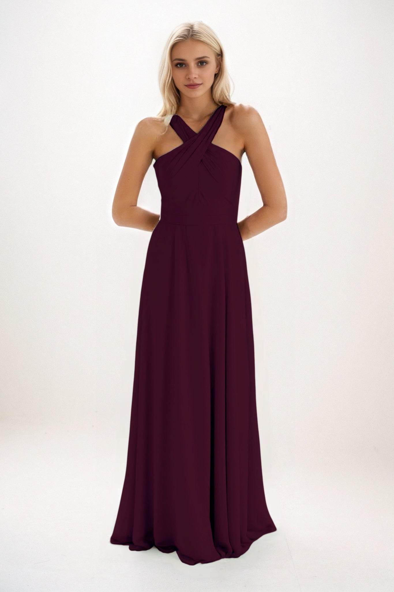 A-Line Maxi Chiffon Bridesmaid Dress CB0824 - COCOMELODY