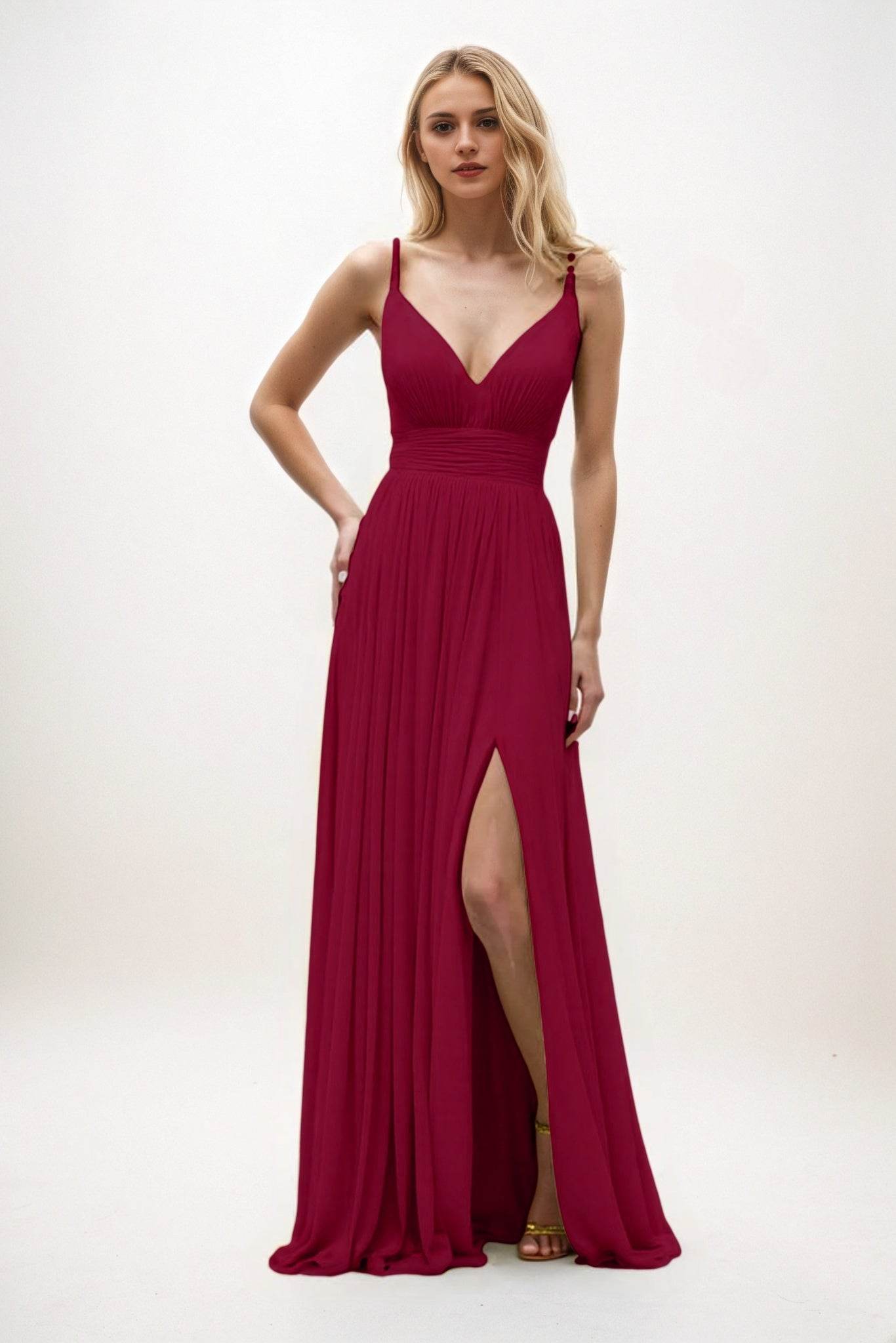 A-Line Maxi Chiffon Bridesmaid Dress CB0825 - COCOMELODY
