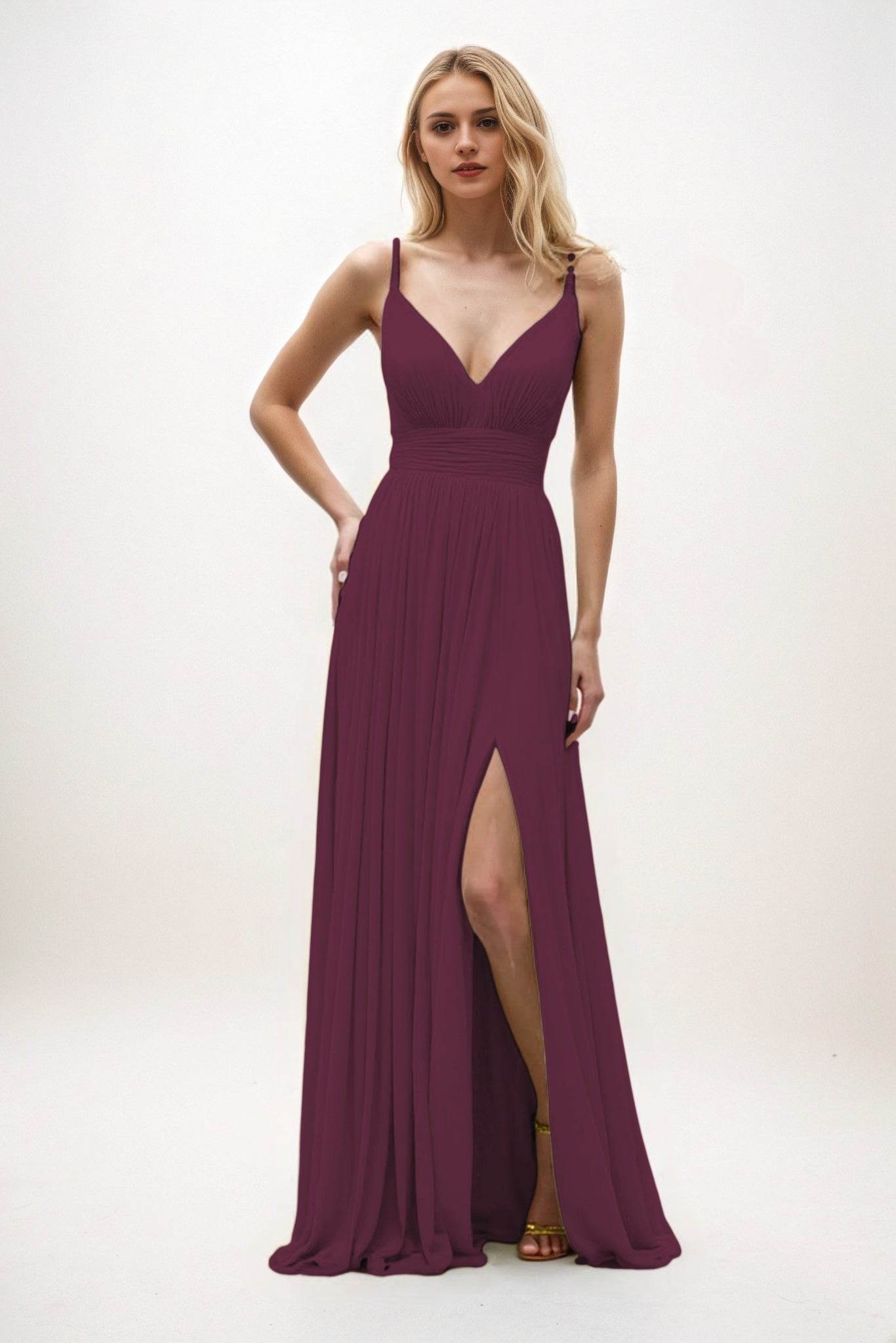 A-Line Maxi Chiffon Bridesmaid Dress CB0825 - COCOMELODY