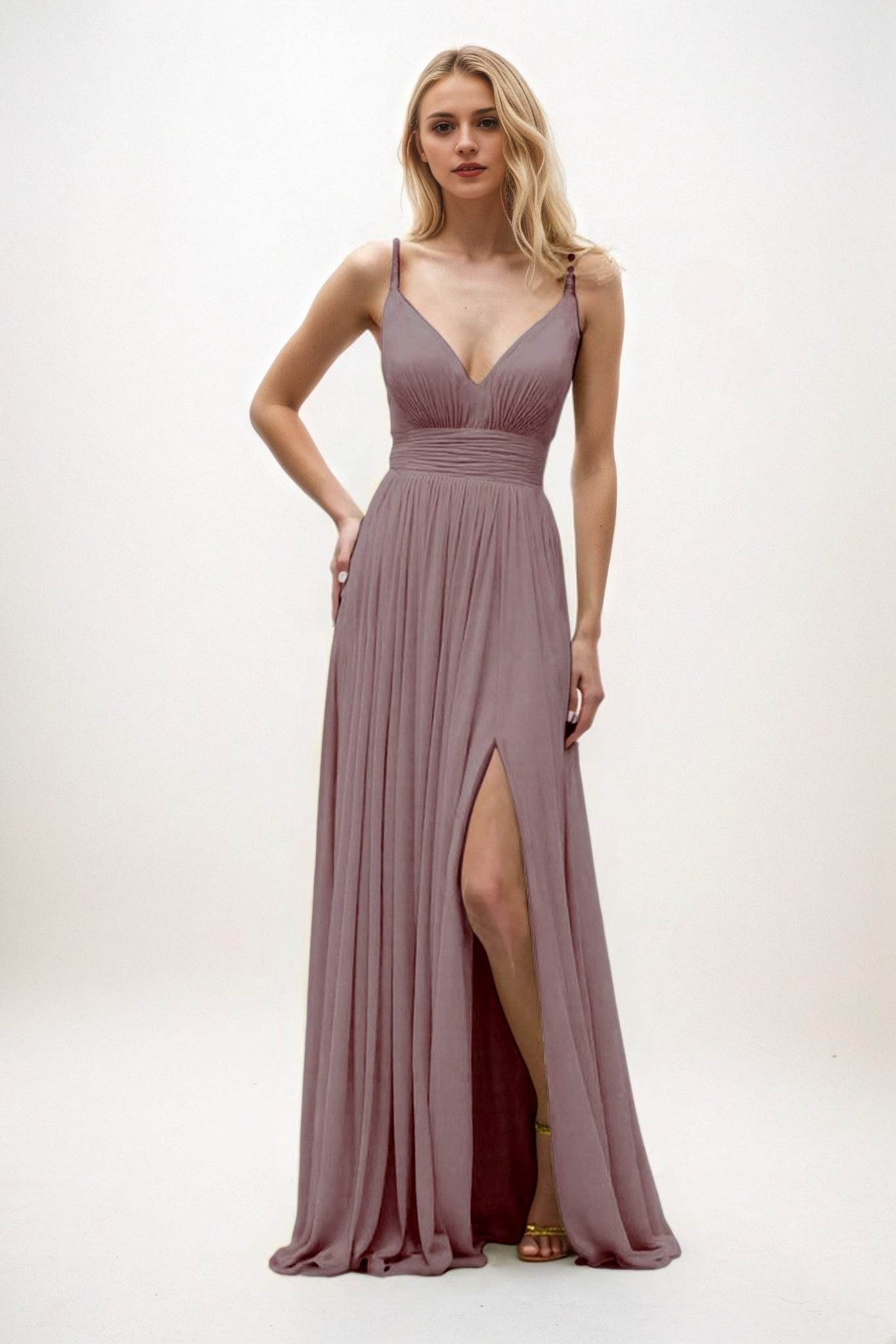 A-Line Maxi Chiffon Bridesmaid Dress CB0825 - COCOMELODY