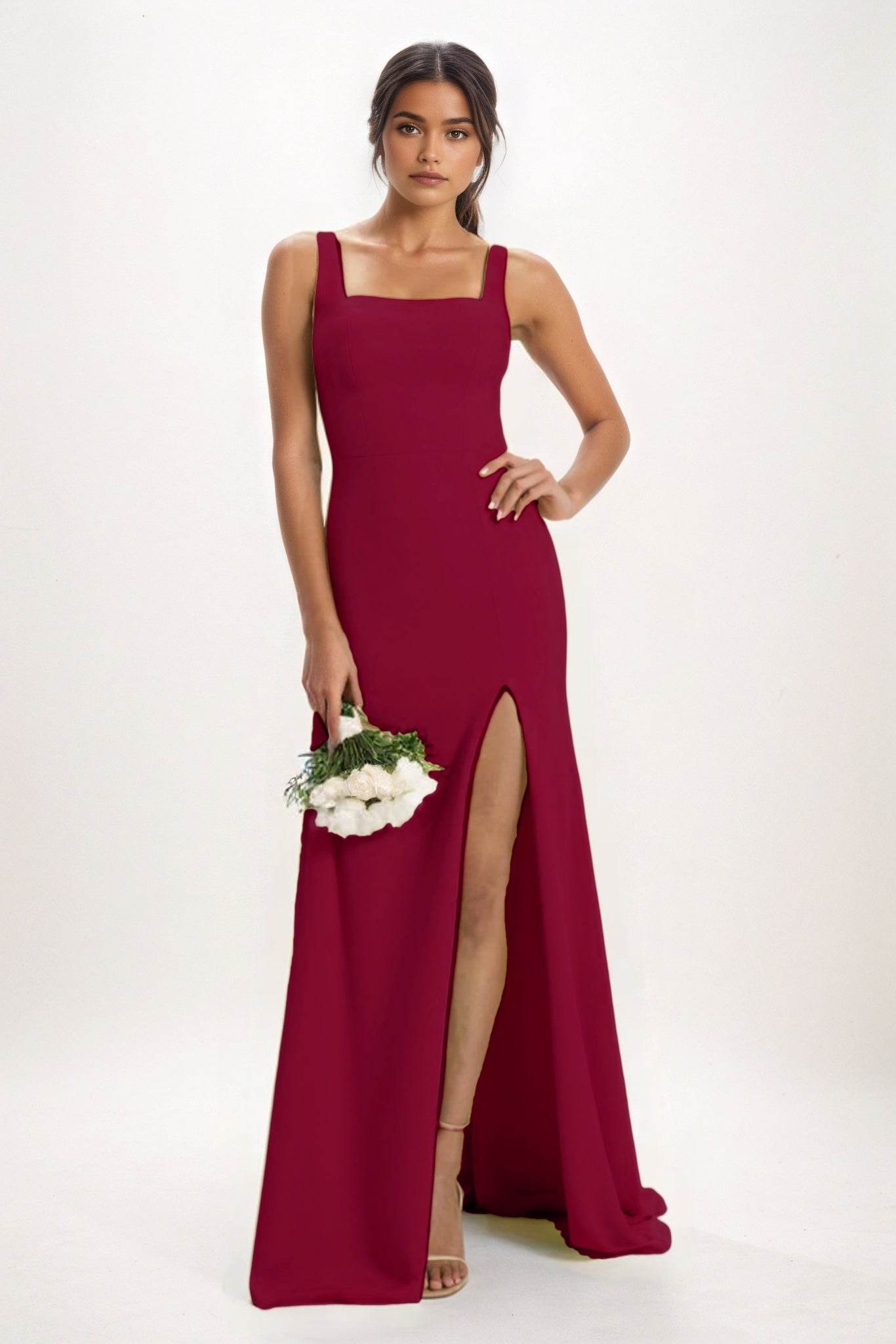 Sheath-Column Maxi Chiffon Bridesmaid Dress CB0826 - COCOMELODY