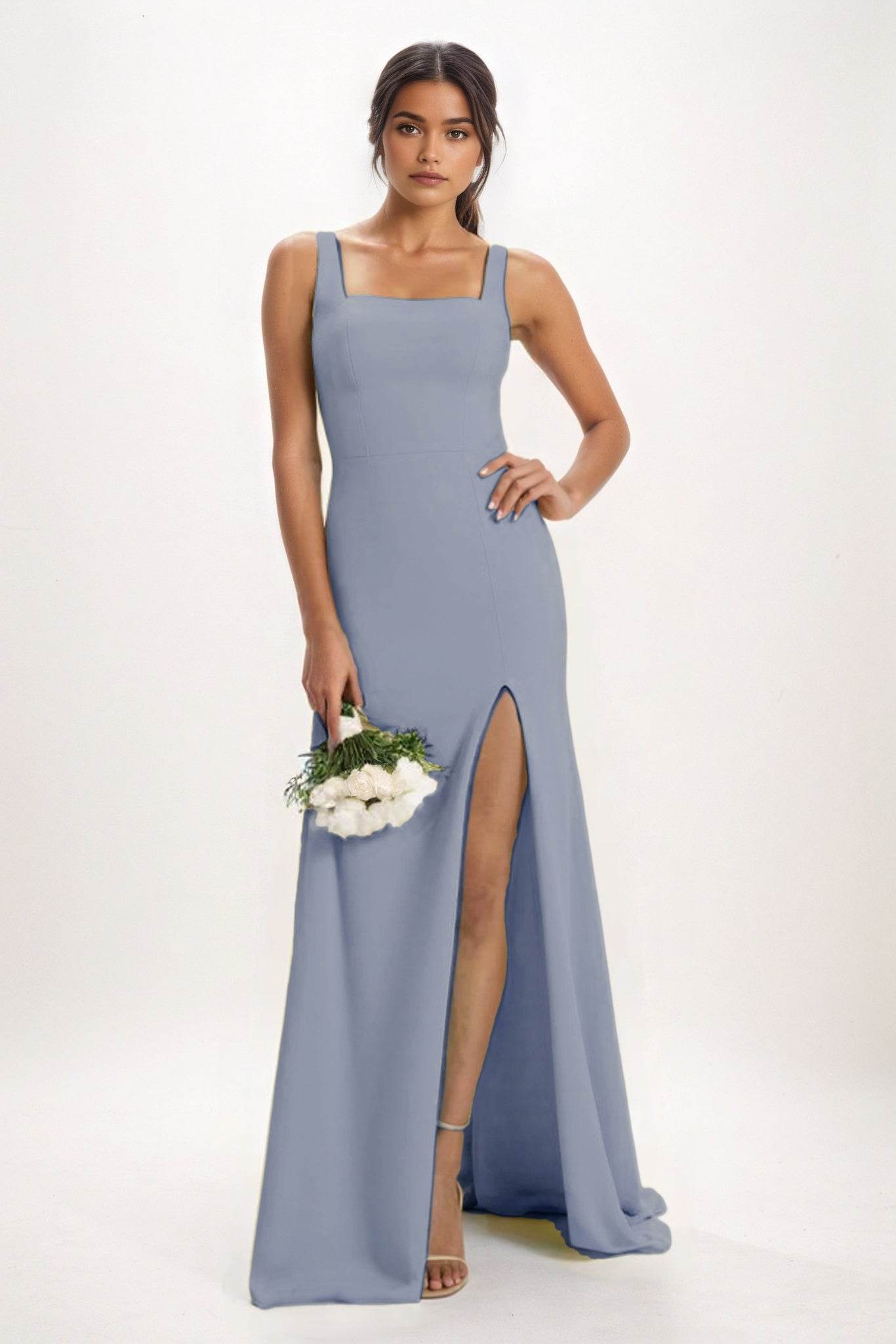 Sheath-Column Maxi Chiffon Bridesmaid Dress CB0826 - COCOMELODY