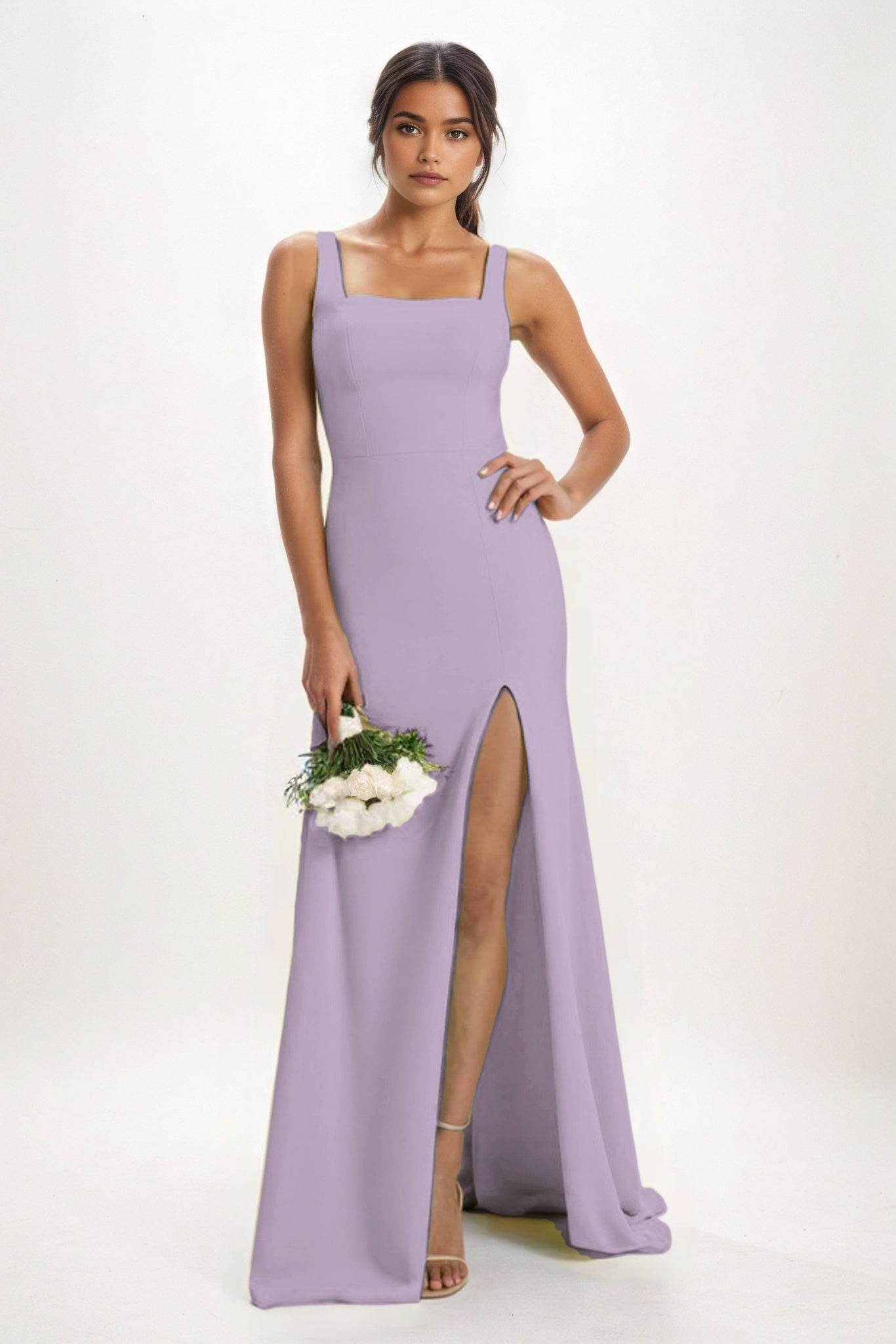 Sheath-Column Maxi Chiffon Bridesmaid Dress CB0826 - COCOMELODY