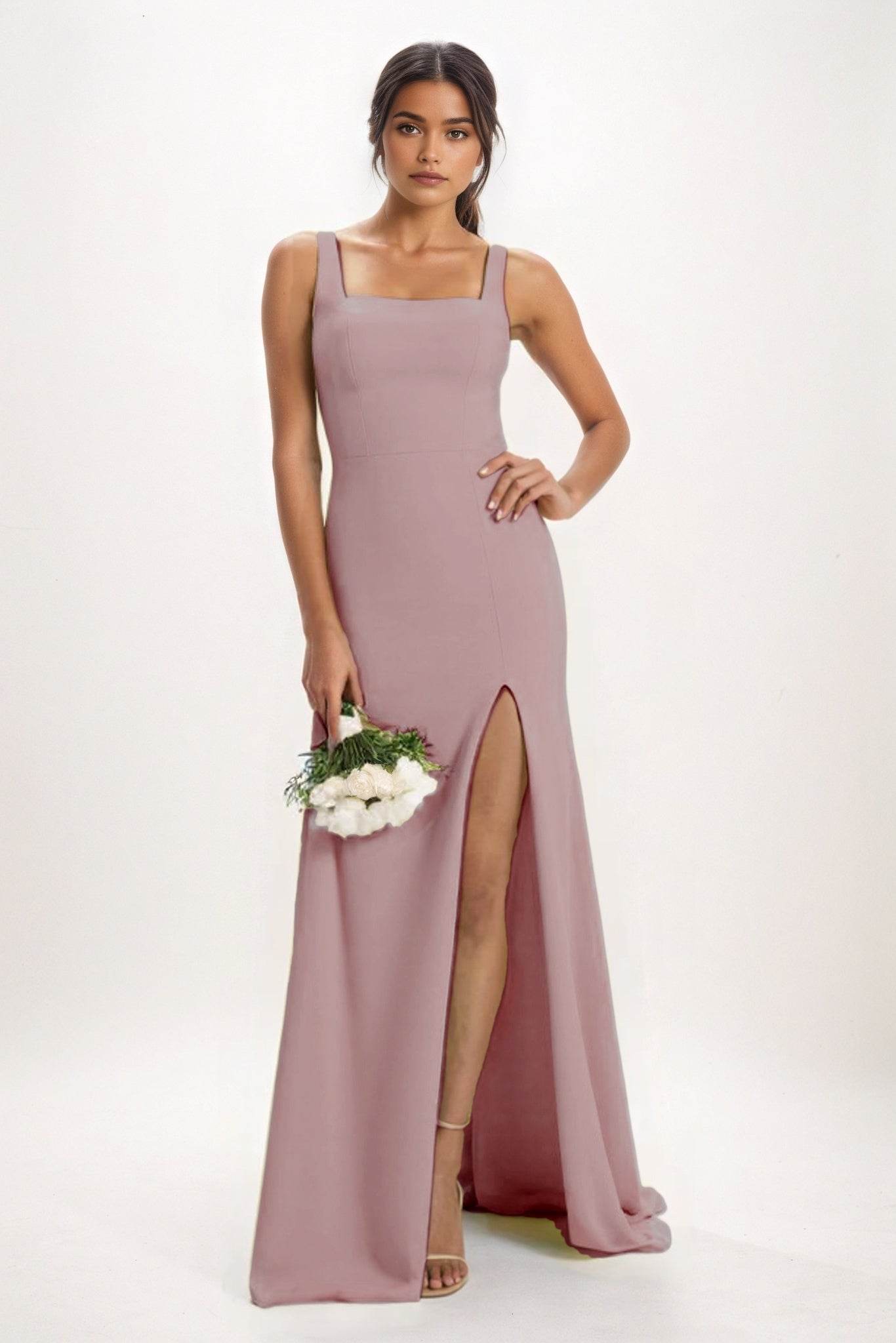 Sheath-Column Maxi Chiffon Bridesmaid Dress CB0826 - COCOMELODY