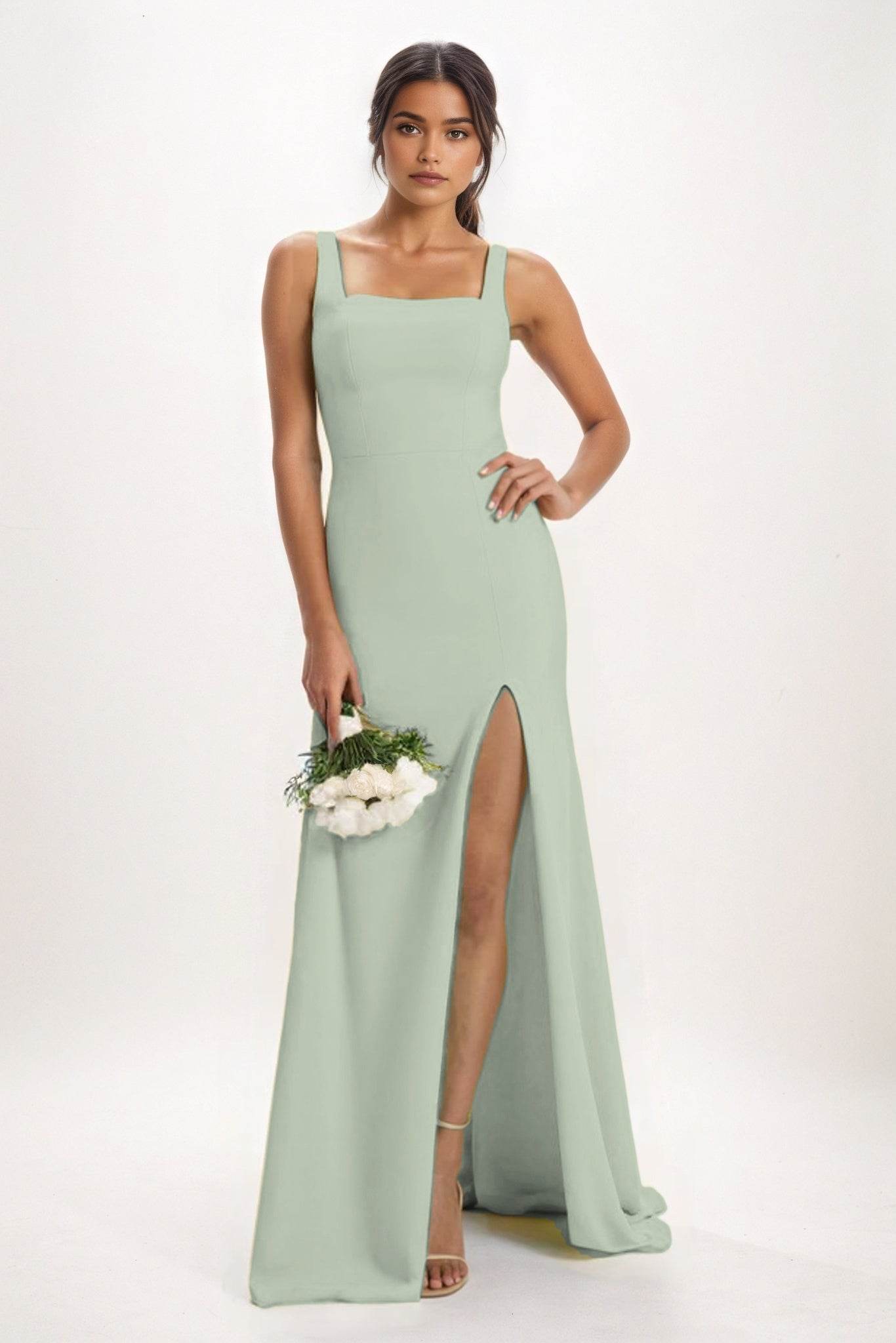 Sheath-Column Maxi Chiffon Bridesmaid Dress CB0826 - COCOMELODY