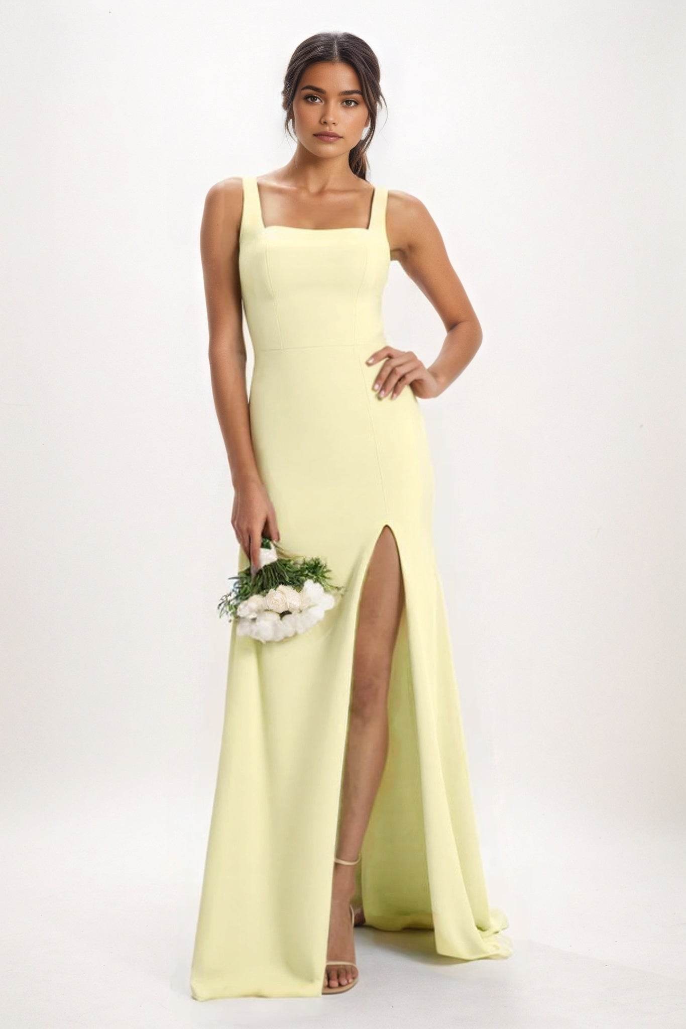 Sheath-Column Maxi Chiffon Yellow Bridesmaid Dresses COCOMELODY CB0826, Agave Green Sheath-Column Maxi Chiffon Yellow Bridesmaid Dresses COCOMELODY CB0826, Agave Green
