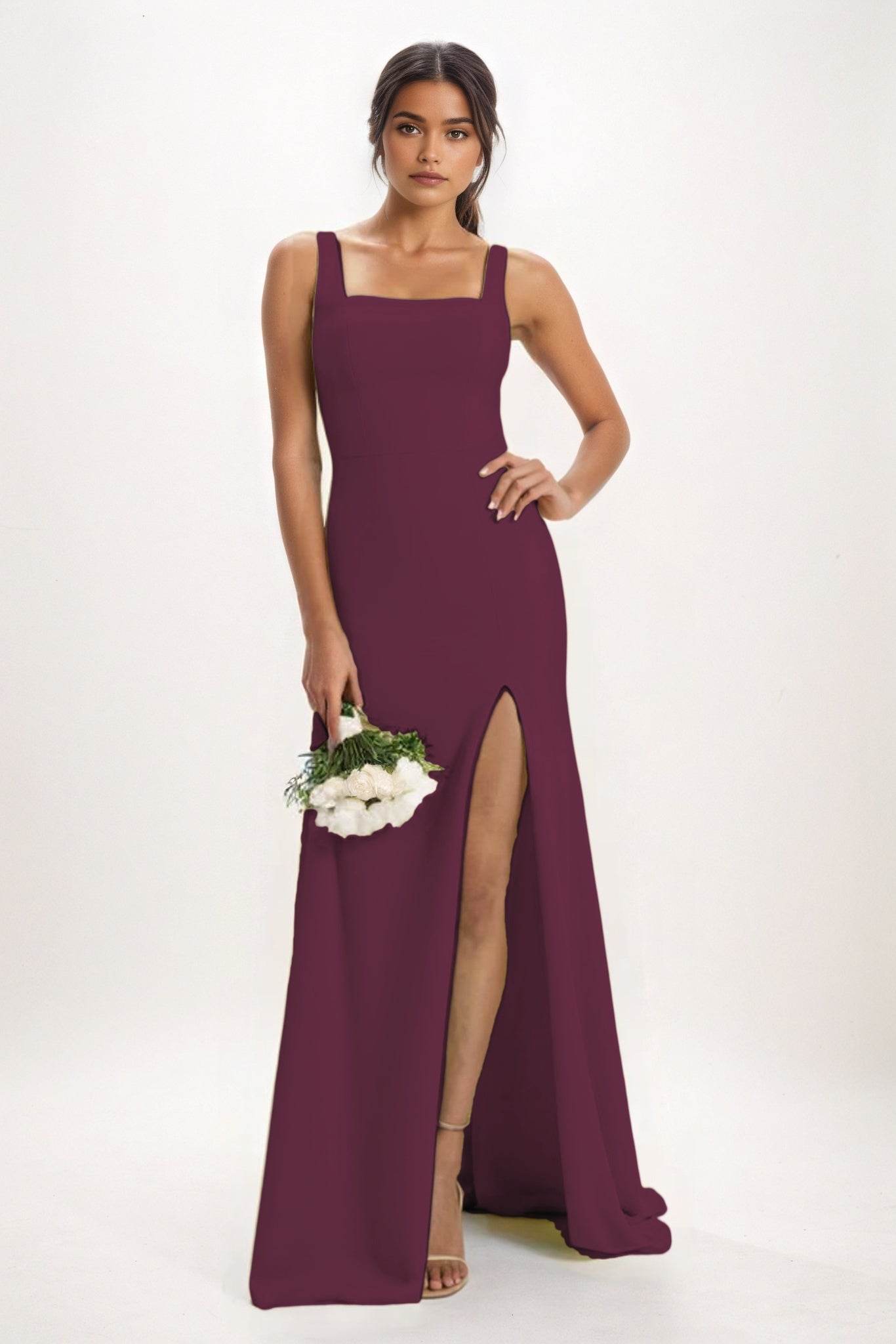 Sheath-Column Maxi Chiffon Bridesmaid Dress CB0826 - COCOMELODY