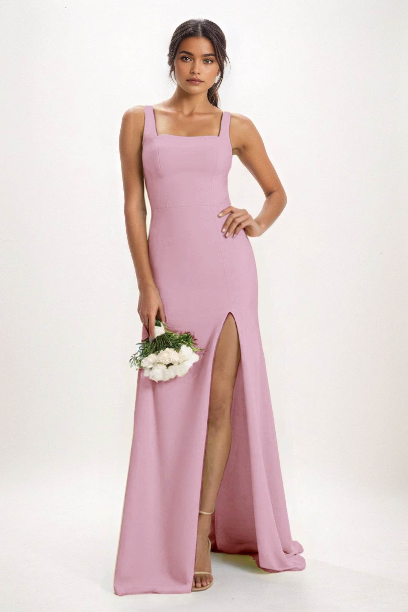 Sheath-Column Maxi Chiffon Bridesmaid Dress CB0826 - COCOMELODY