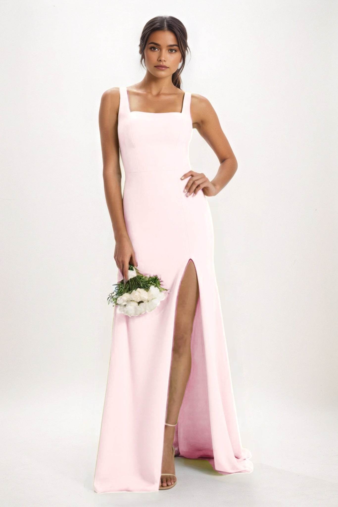 Sheath-Column Maxi Chiffon Bridesmaid Dress CB0826 - COCOMELODY