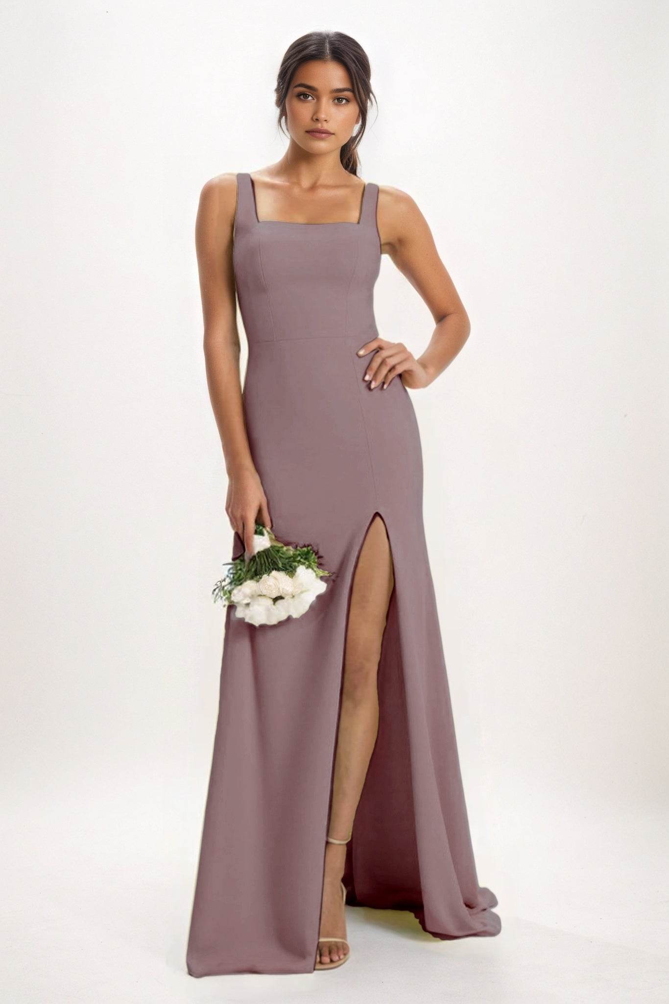 Sheath-Column Maxi Chiffon Bridesmaid Dress CB0826 - COCOMELODY