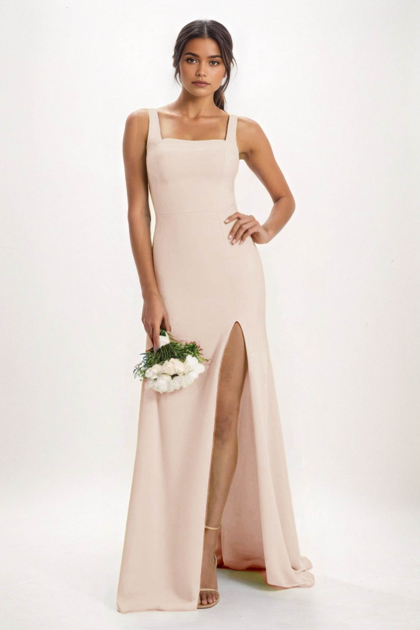 Sheath-Column Maxi Chiffon Bridesmaid Dress CB0826 - COCOMELODY