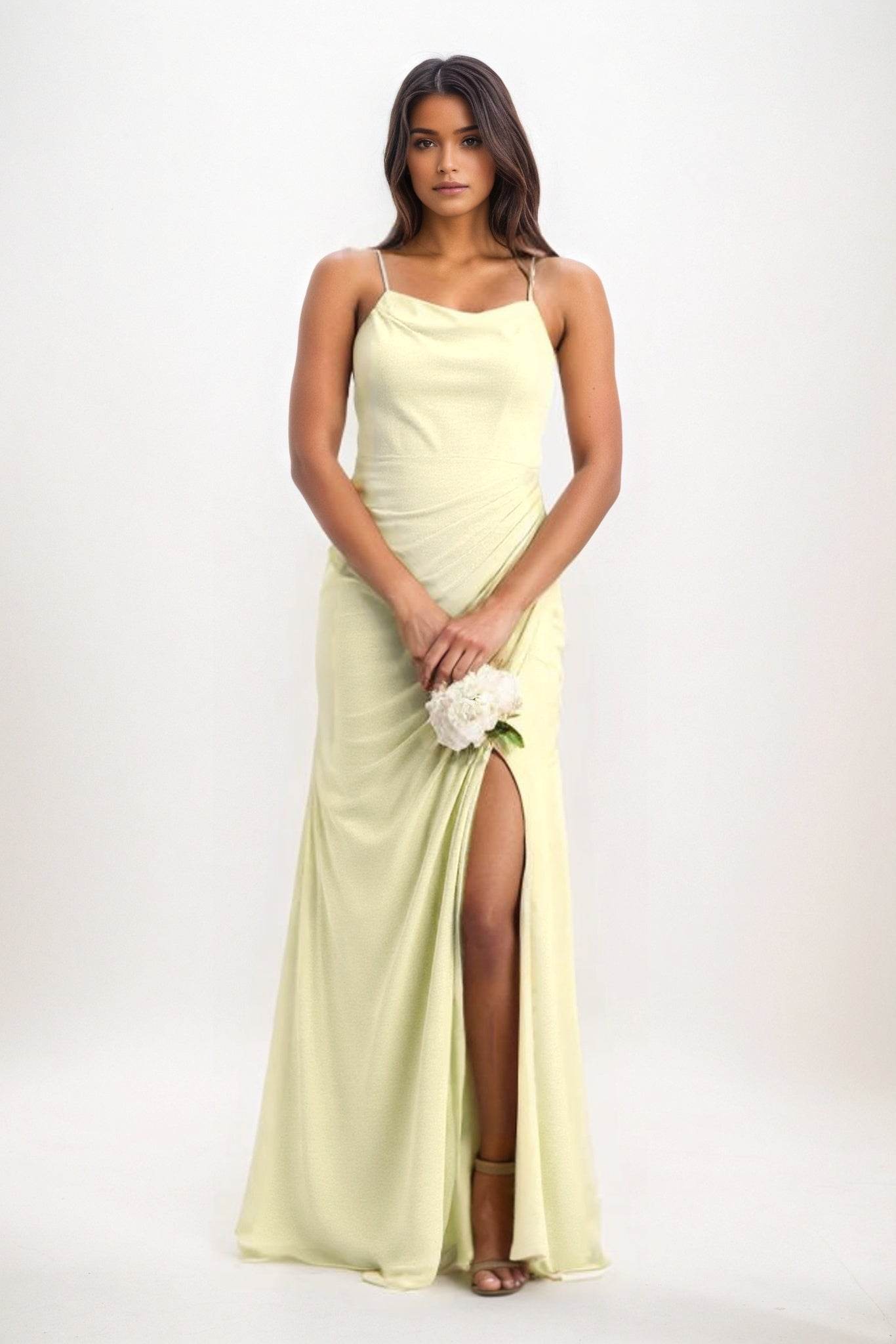 Sheath-Column Maxi Chiffon Yellow Bridesmaid Dresses COCOMELODY CB0827 Sheath-Column Maxi Chiffon Yellow Bridesmaid Dresses COCOMELODY CB0827