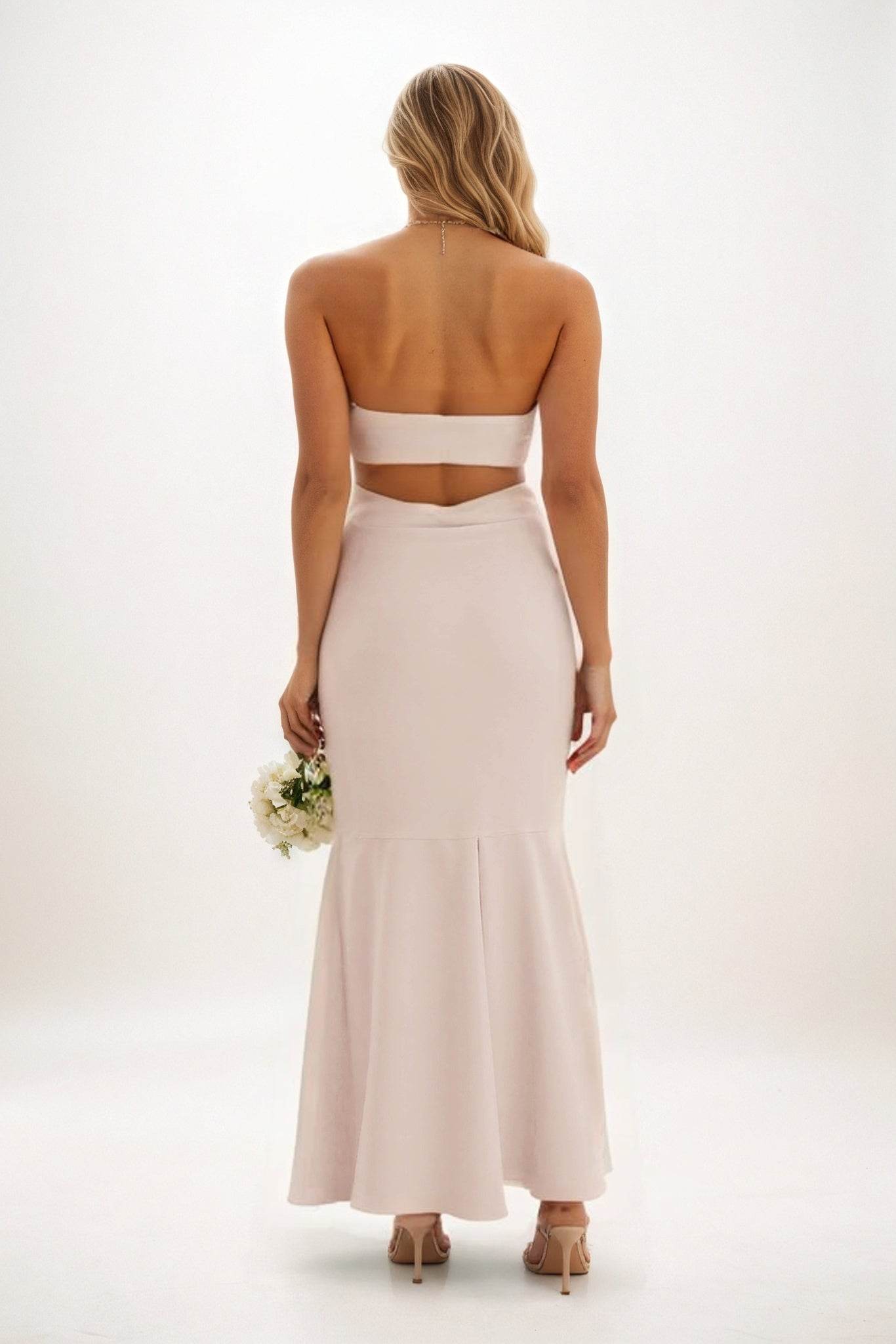 Sheath-Column Midi Luxe Satin Bridesmaid Dress CB0829 - COCOMELODY