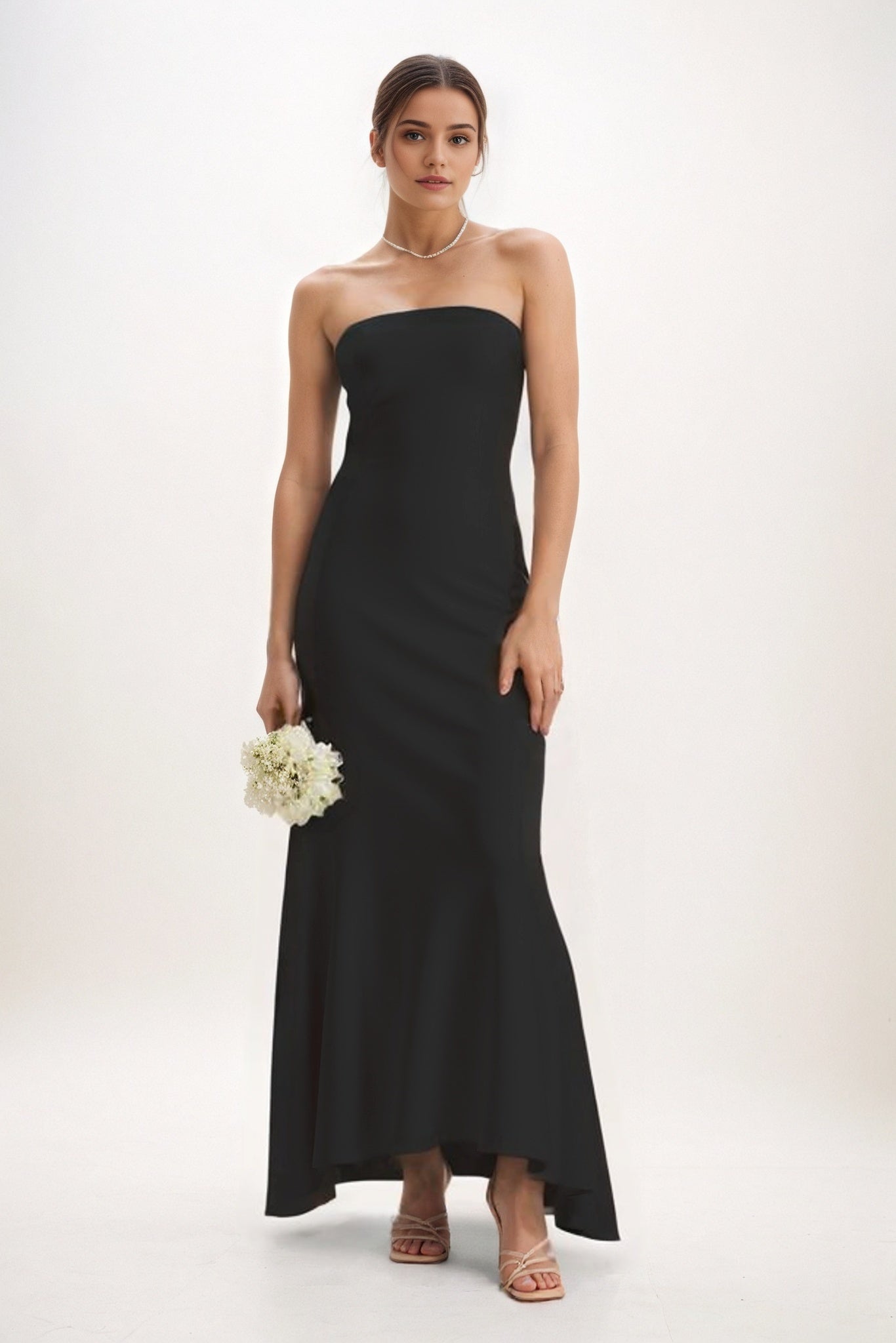 Sheath-Column Midi Luxe Satin Bridesmaid Dress CB0829
