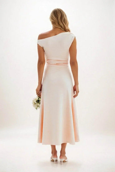 A-Line Midi Luxe Satin Dress CB0830CS - COCOMELODY