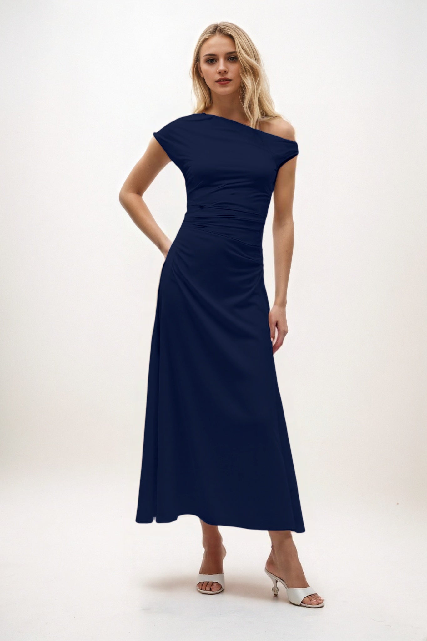 A-Line Midi Luxe Satin Bridesmaid Dress CB0830