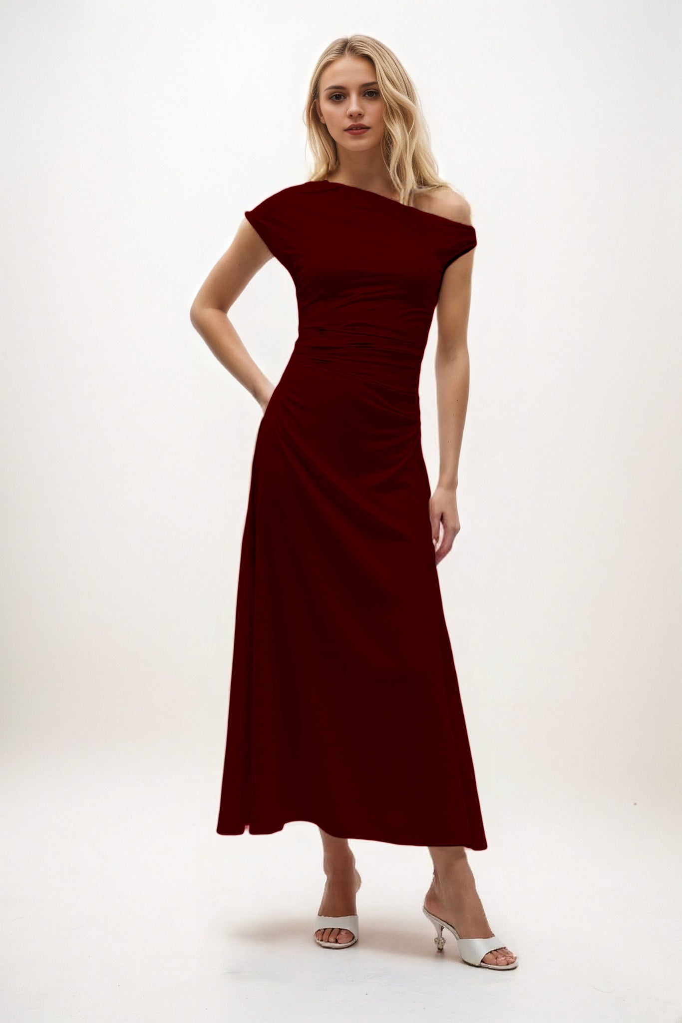 A-Line Midi Luxe Satin Bridesmaid Dress CB0830