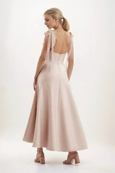 A-Line Midi Luxe Satin Dress CB0832CS - COCOMELODY