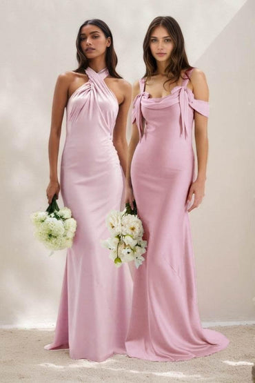 Sheath-Column Maxi Luxe Satin Dress CB0837CS - COCOMELODY