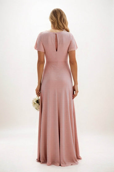 A-Line Maxi Luxe Satin Bridesmaid Dress CB0838 - COCOMELODY