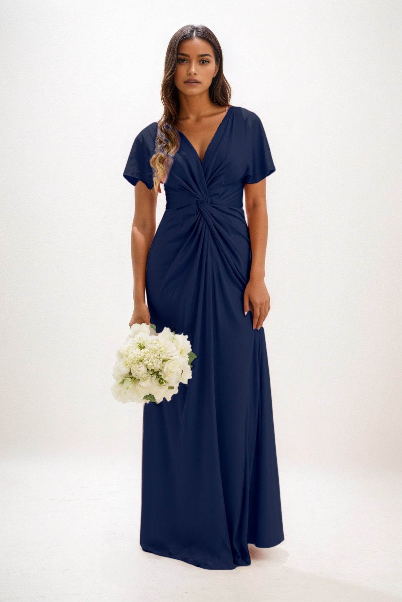 A-Line Maxi Luxe Satin Bridesmaid Dress CB0838 - COCOMELODY