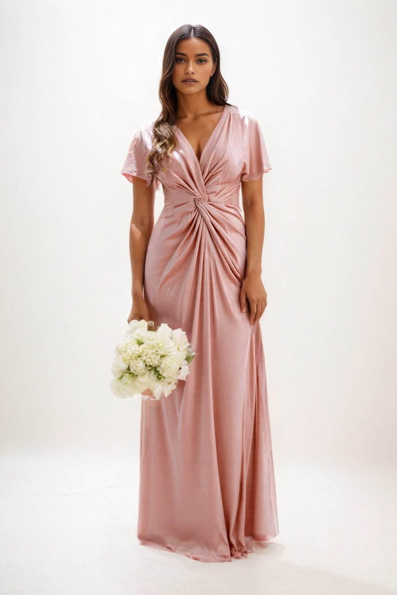 A-Line Maxi Luxe Satin Bridesmaid Dress CB0838 - COCOMELODY