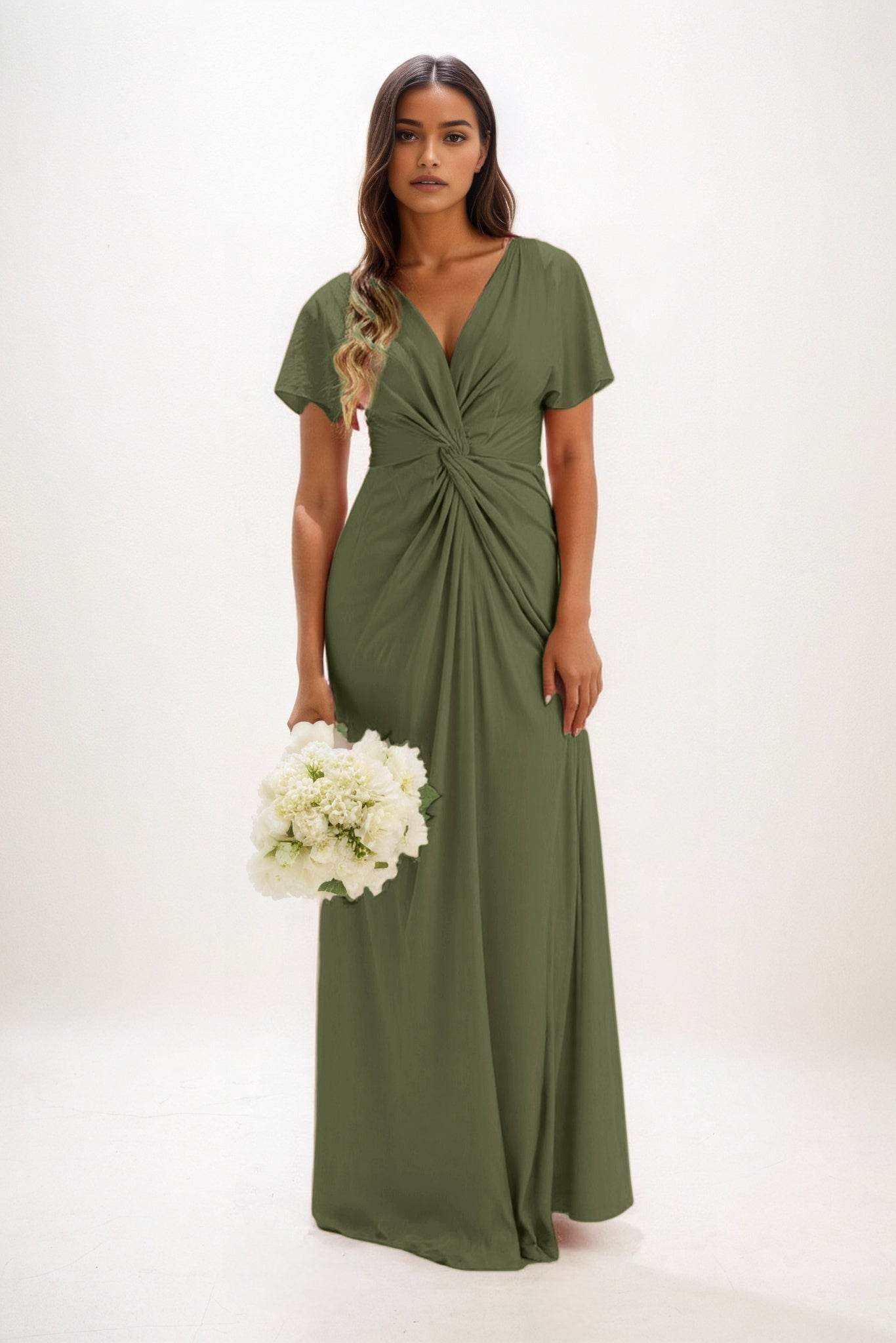 A-Line Maxi Luxe Satin Bridesmaid Dress CB0838 - COCOMELODY