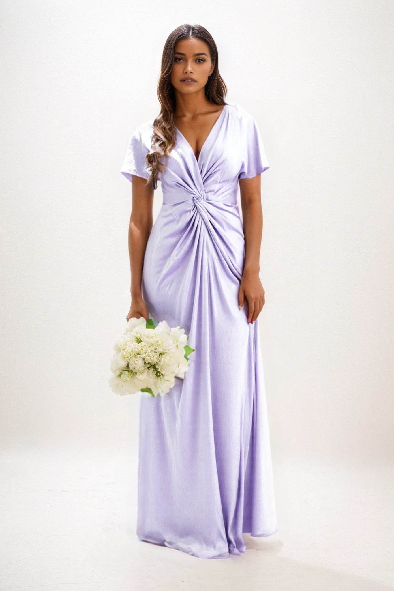 A-Line Maxi Luxe Satin Bridesmaid Dress CB0838 - COCOMELODY