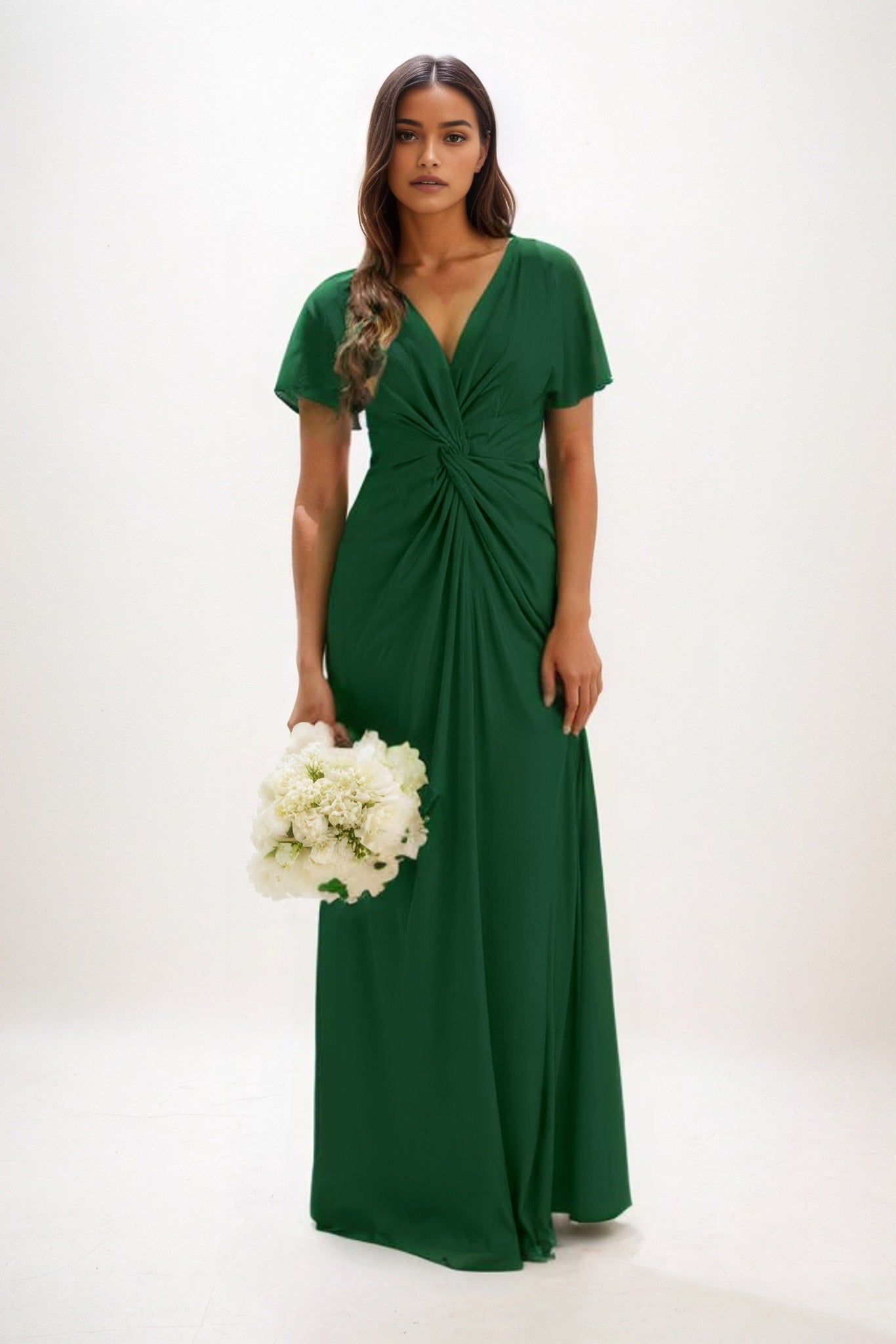 A-Line Maxi Luxe Satin Bridesmaid Dress CB0838