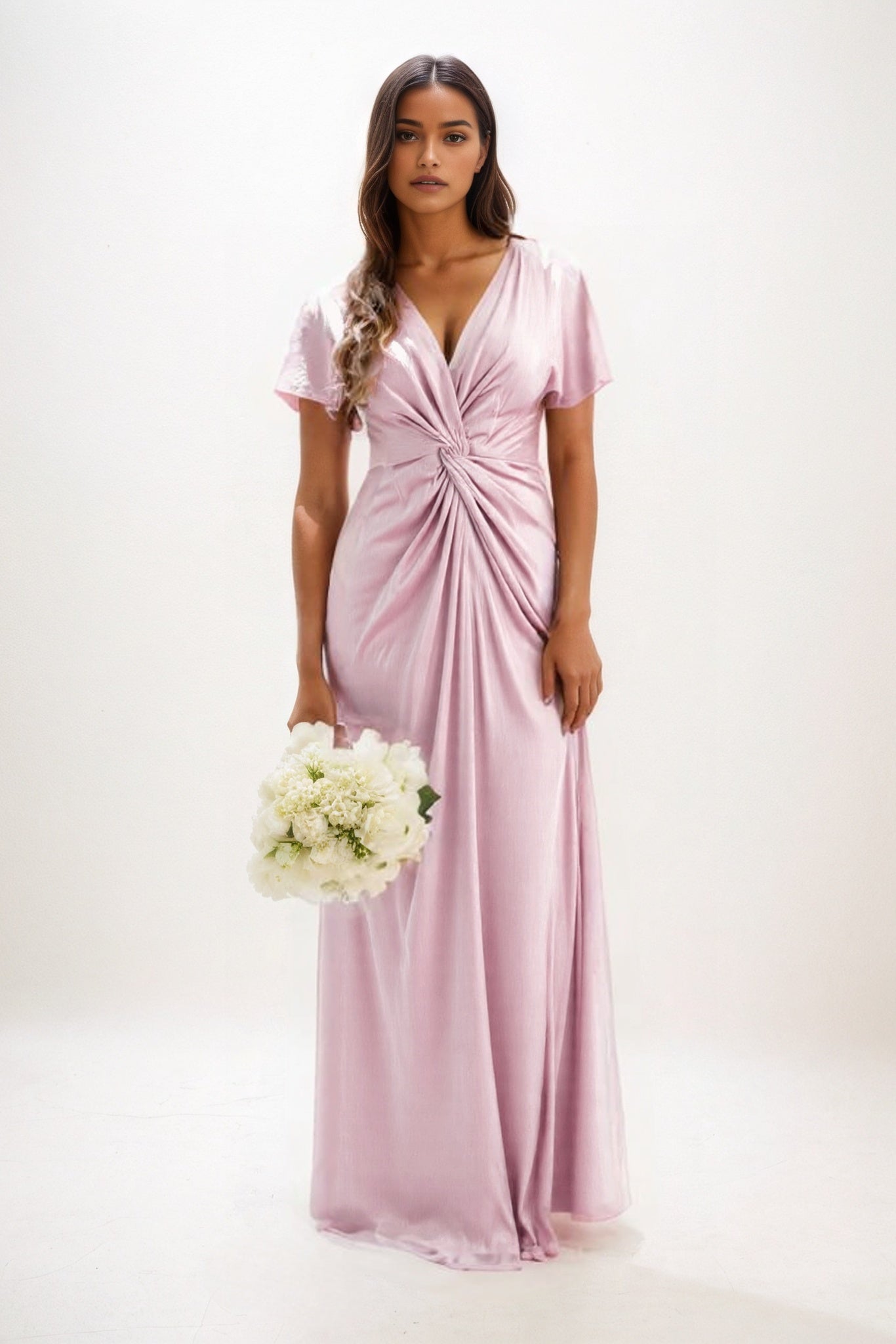 A-Line Maxi Luxe Satin Bridesmaid Dress CB0838