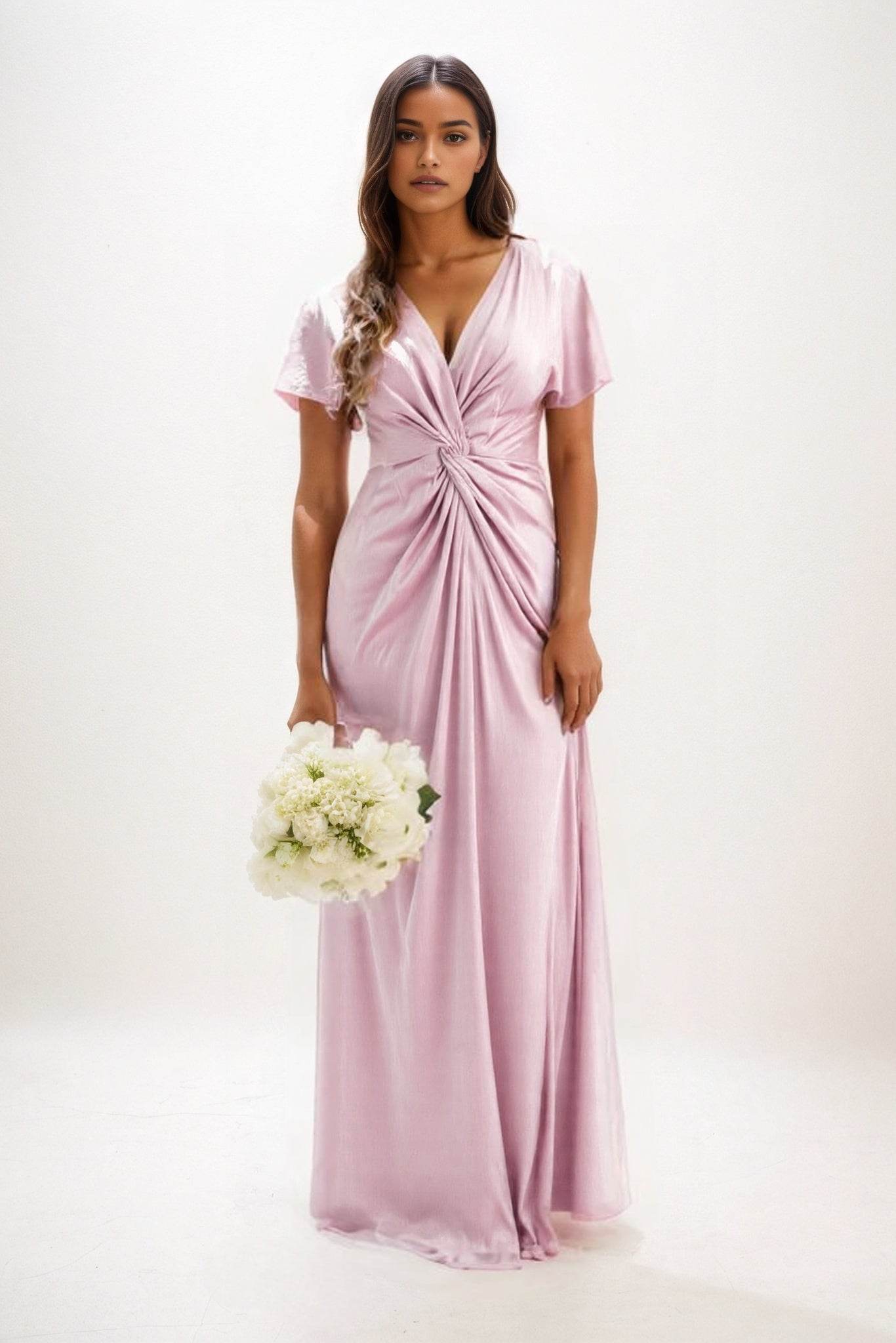 A-Line Maxi Luxe Satin Bridesmaid Dress CB0838 - COCOMELODY