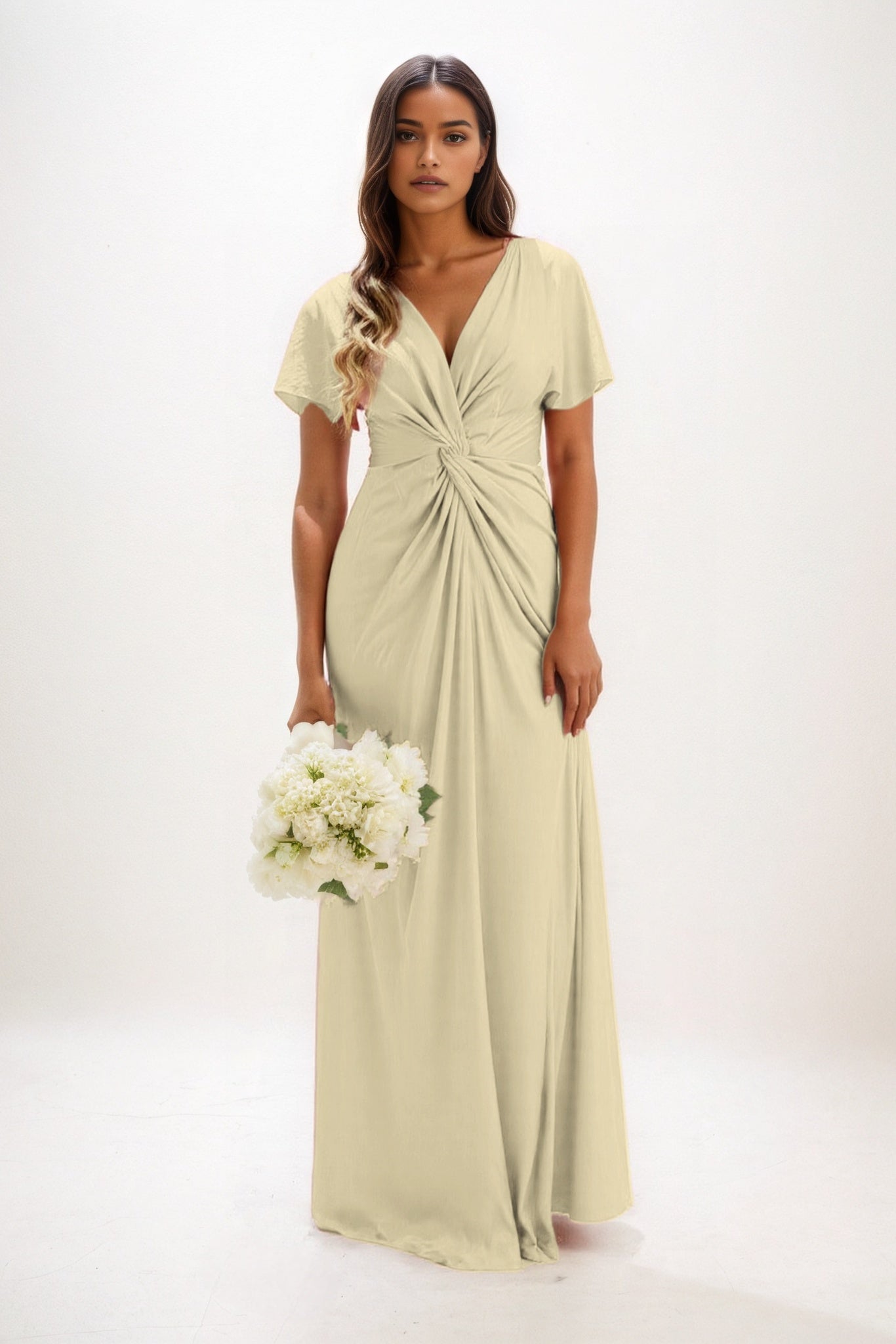 A-Line Maxi Luxe Satin Bridesmaid Dress CB0838