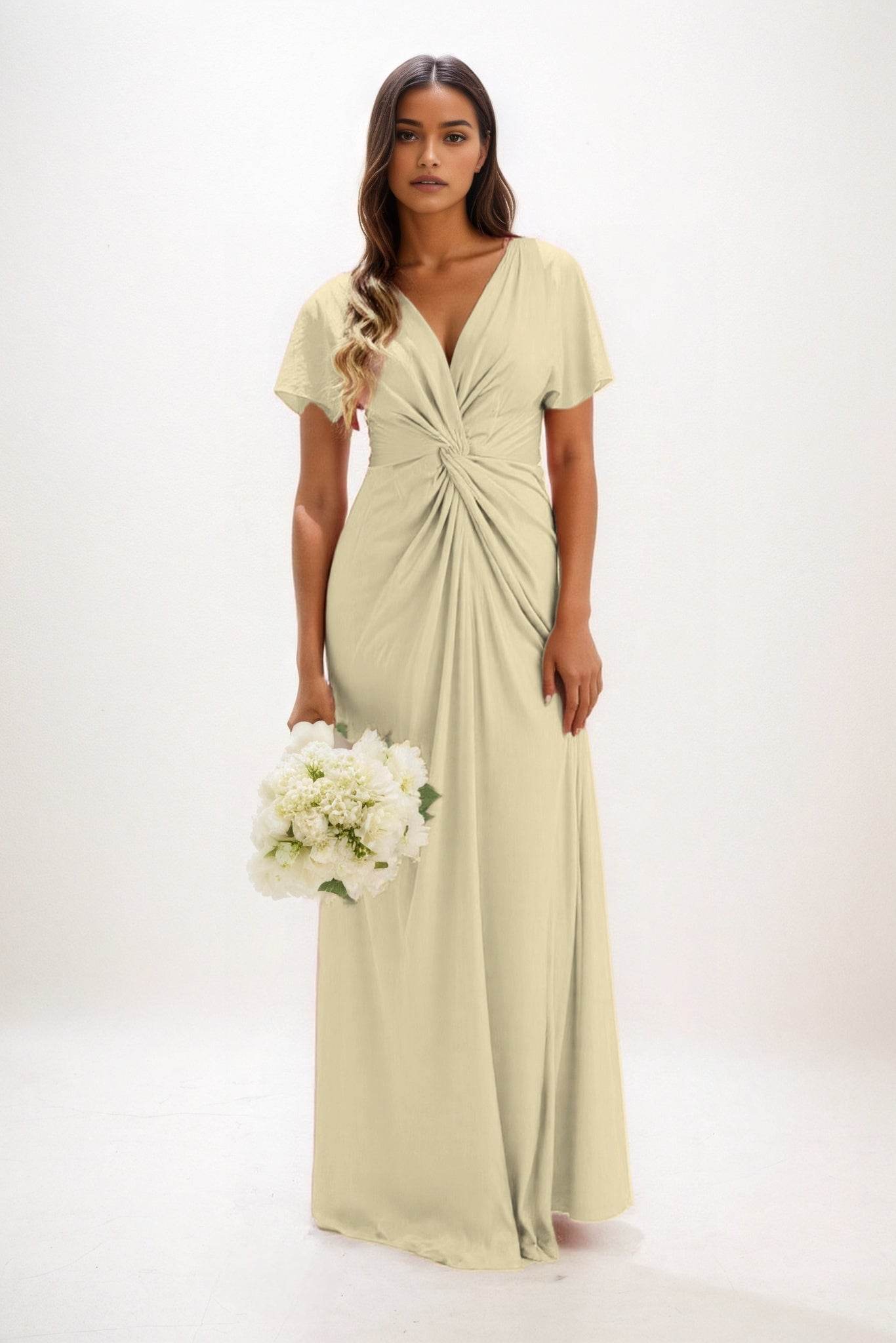 A-Line Maxi Luxe Satin Bridesmaid Dress CB0838 - COCOMELODY
