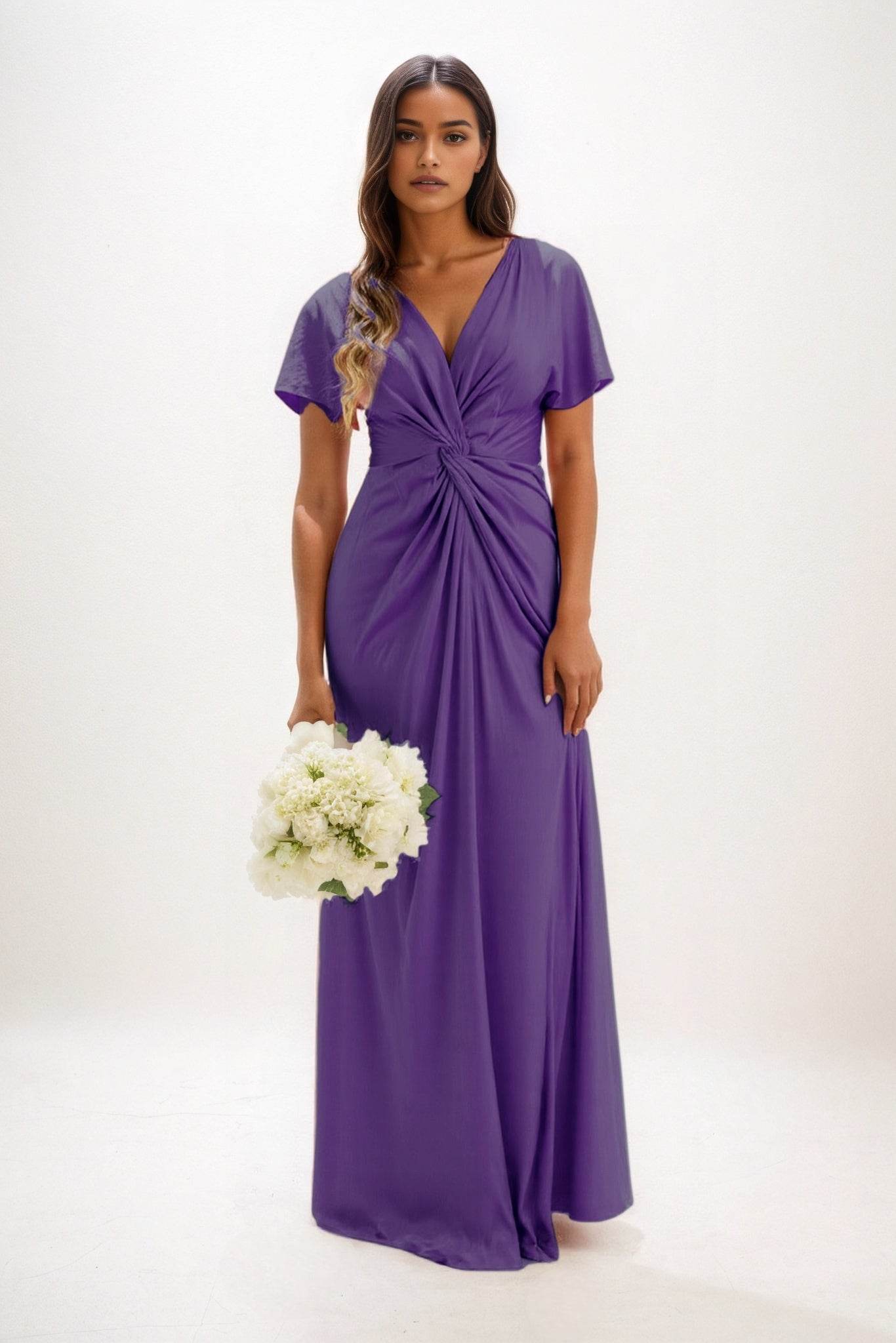A-Line Maxi Luxe Satin Bridesmaid Dress CB0838 - COCOMELODY