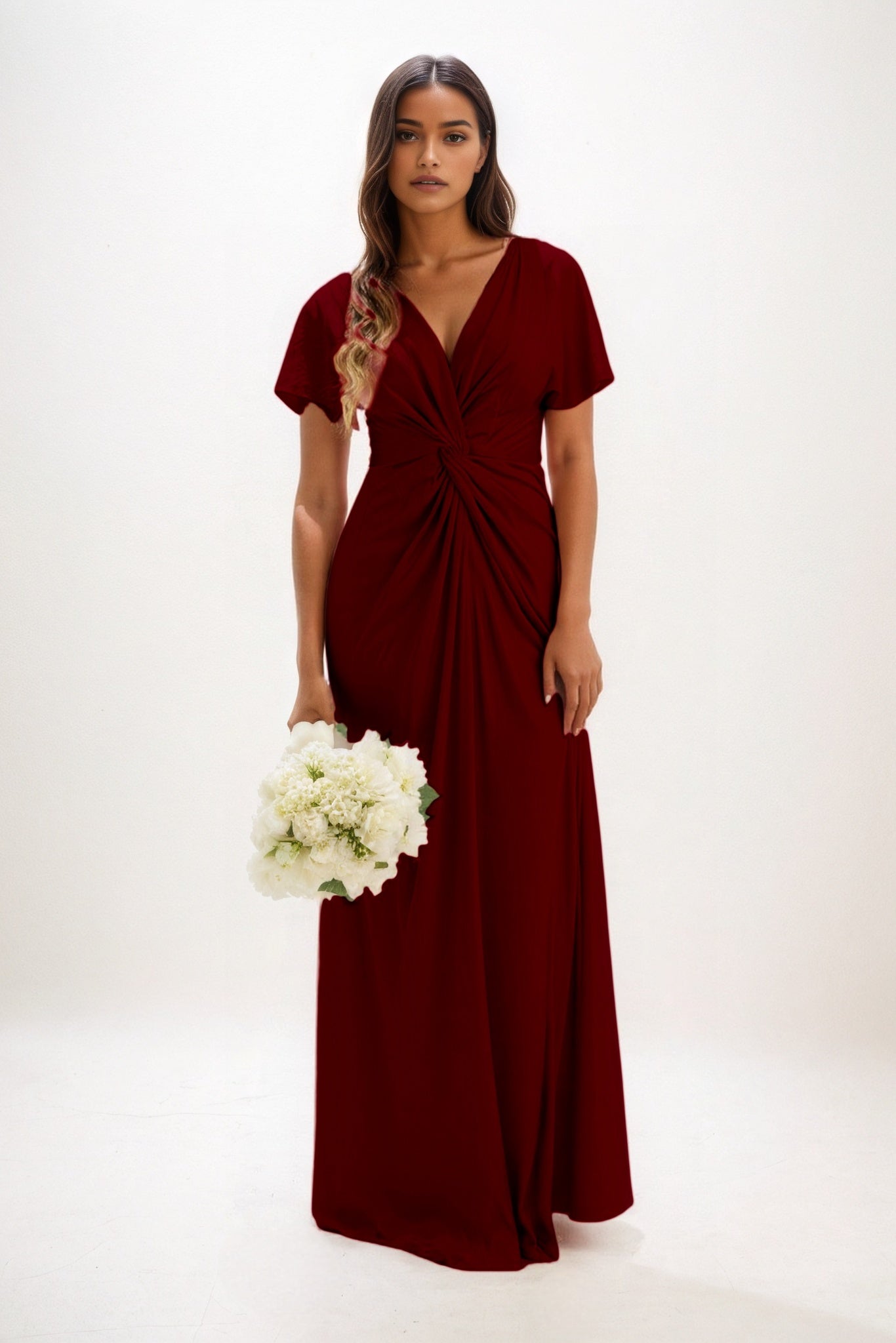 A-Line Maxi Luxe Satin Bridesmaid Dress CB0838