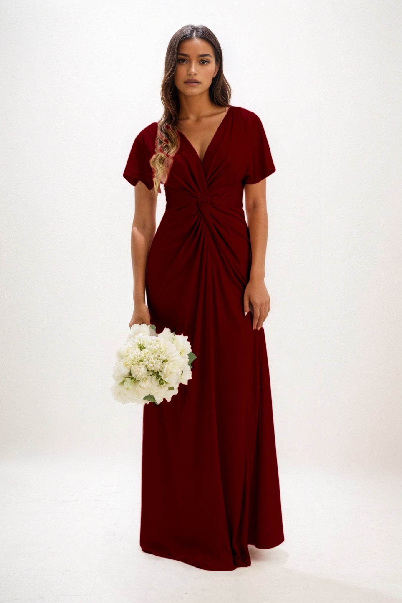 A-Line Maxi Luxe Satin Bridesmaid Dress CB0838 - COCOMELODY