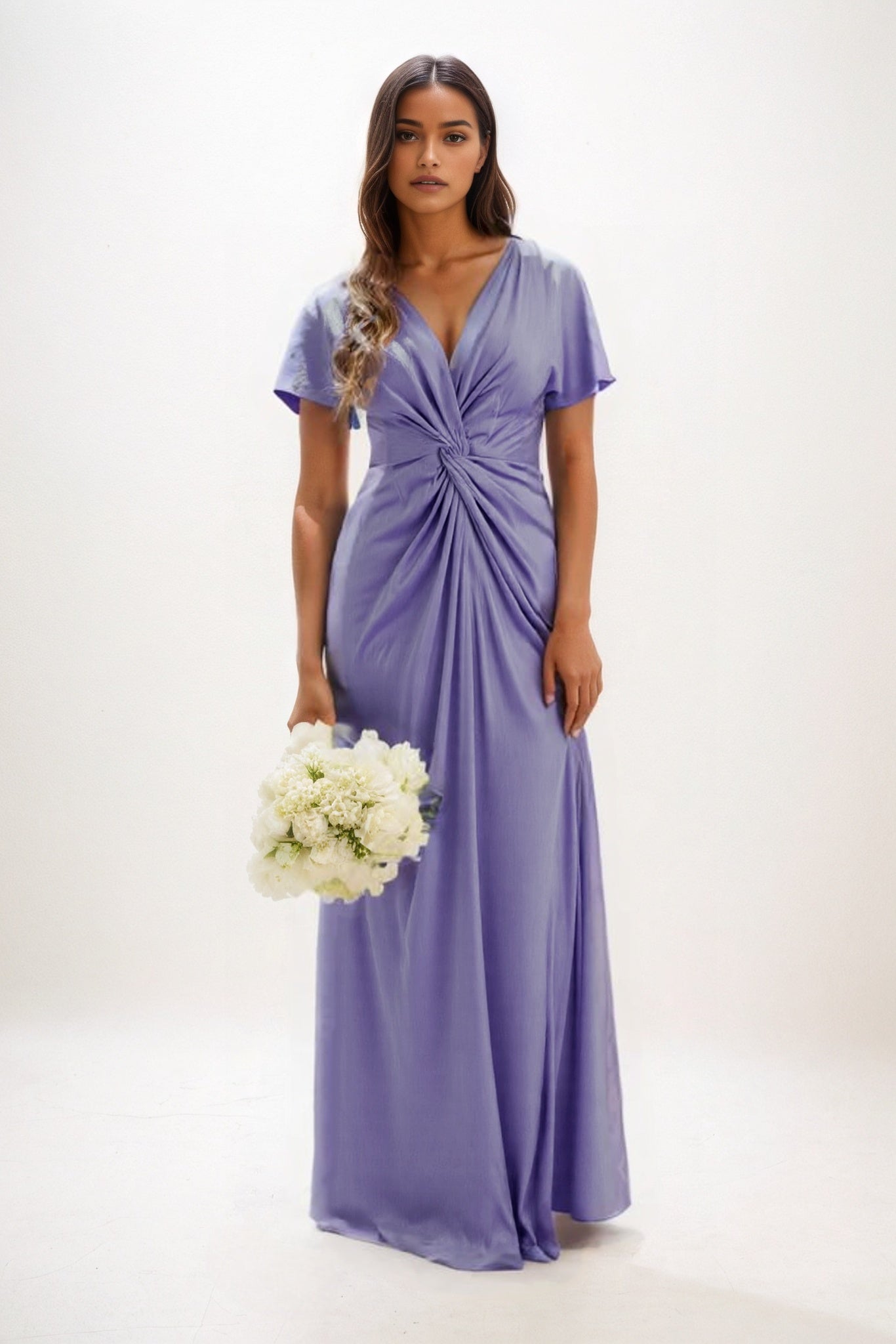 A-Line Maxi Luxe Satin Bridesmaid Dress CB0838
