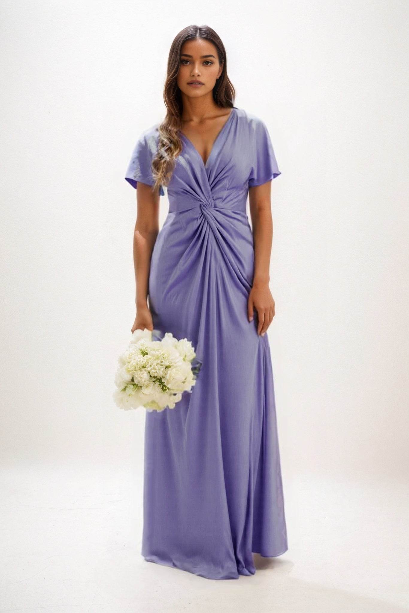 A-Line Maxi Luxe Satin Bridesmaid Dress CB0838 - COCOMELODY