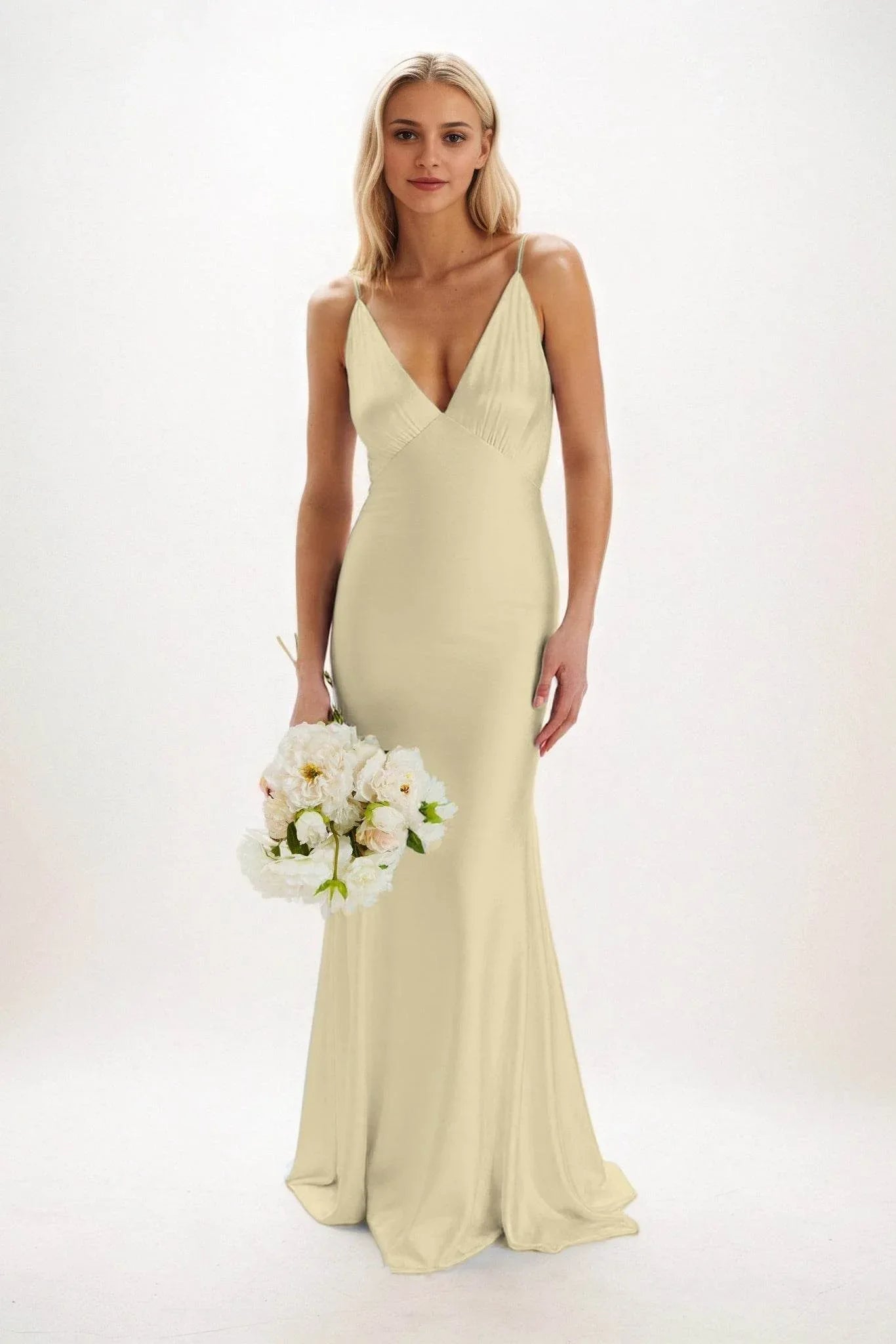 Sheath-Column Maxi Luxe Satin Yellow Bridesmaid Dresses COCOMELODY CB0839, Light Gray Sheath-Column Maxi Luxe Satin Yellow Bridesmaid Dresses COCOMELODY CB0839, Light Gray