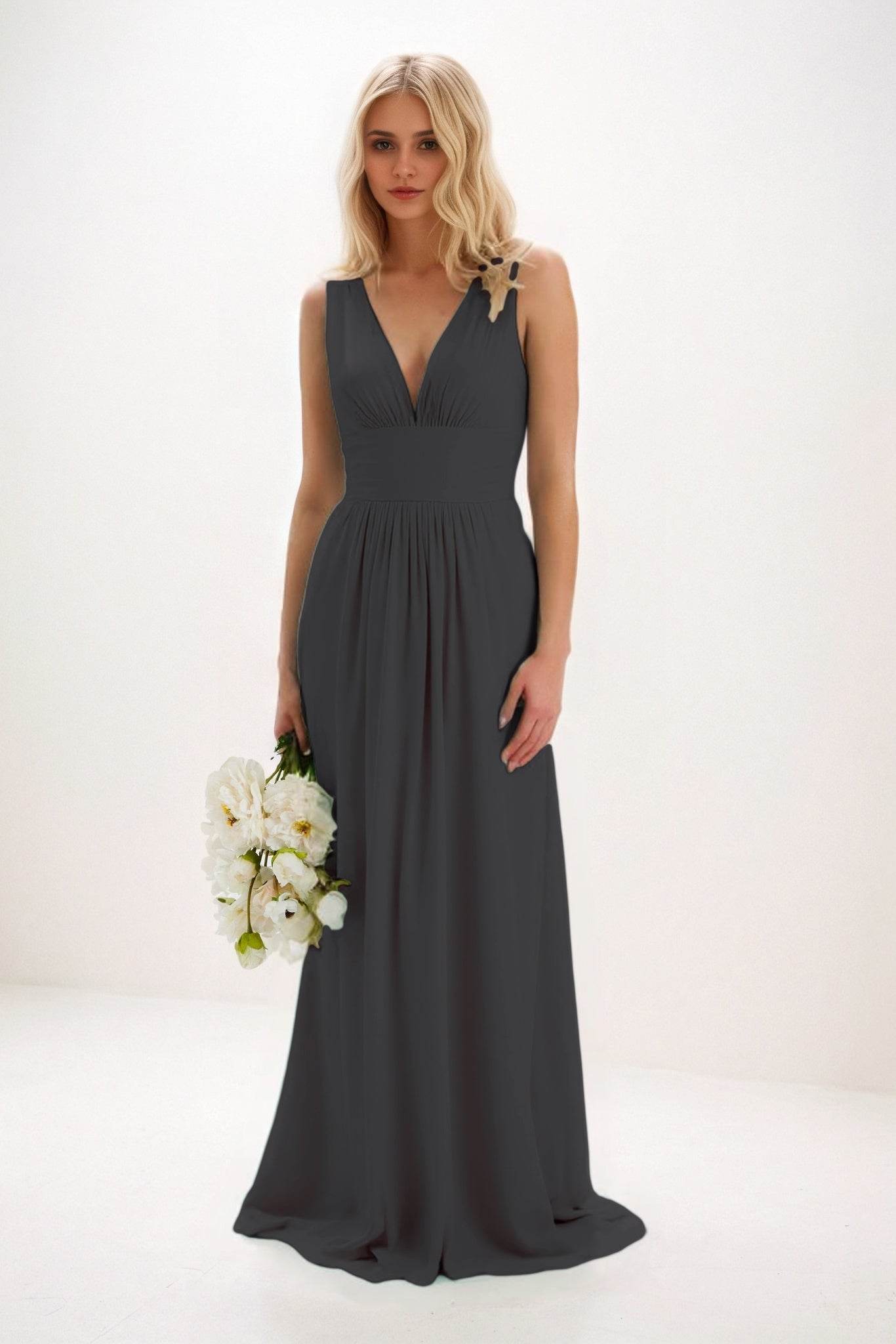 A-Line Maxi Elastic Cloth Bridesmaid Dress CB0840 - COCOMELODY