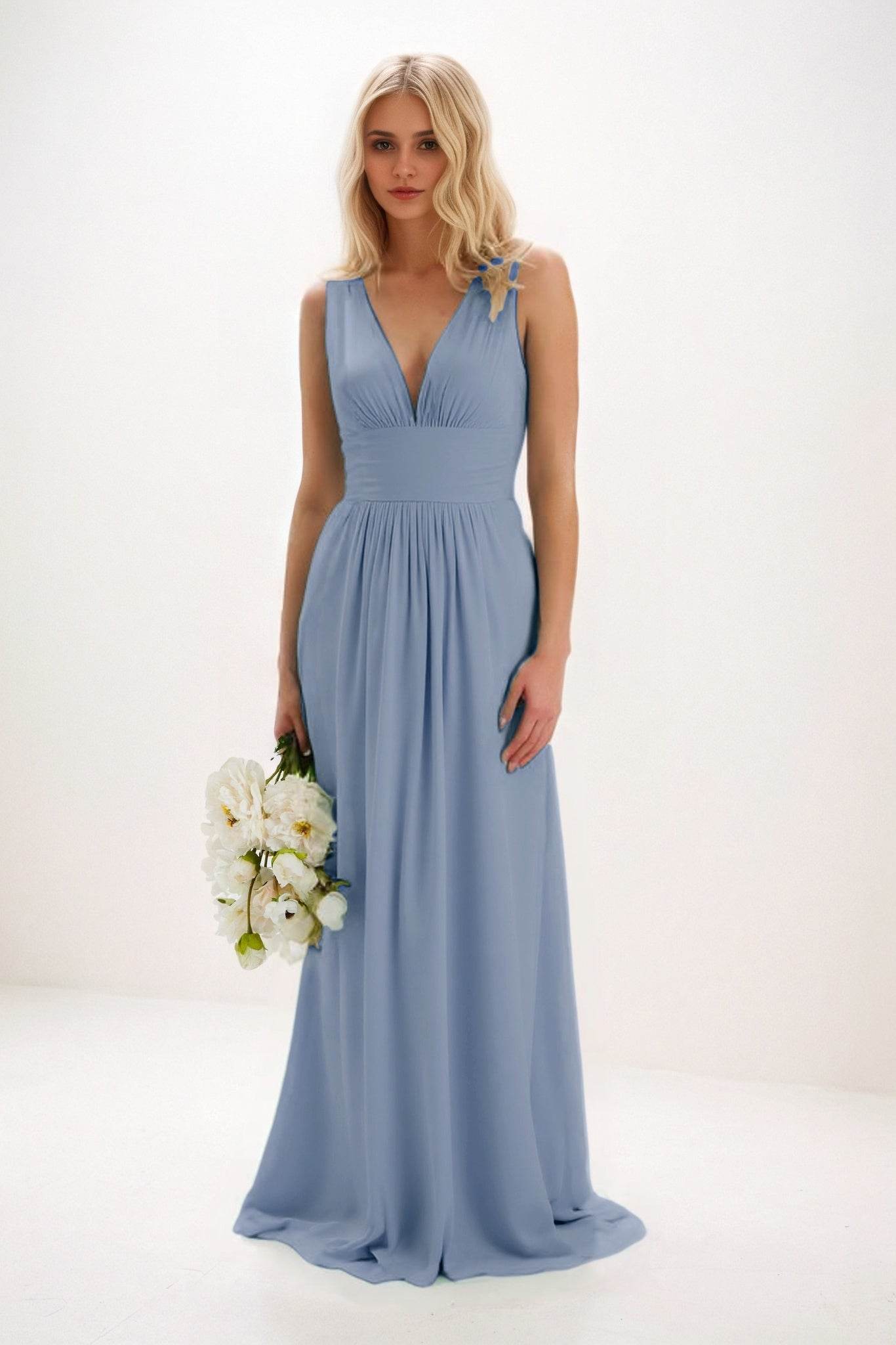 A-Line Maxi Elastic Cloth Bridesmaid Dress CB0840 - COCOMELODY