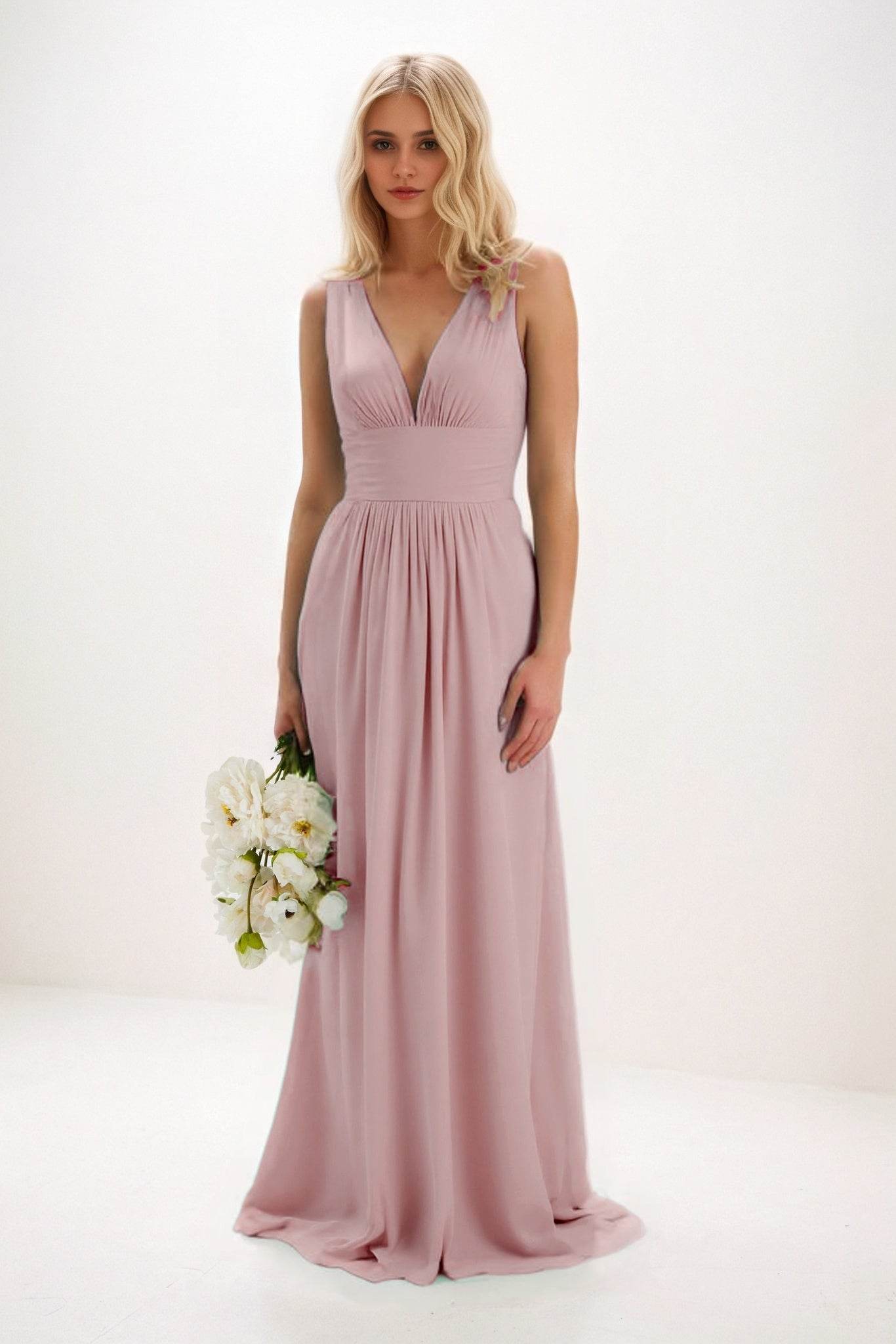 A-Line Maxi Elastic Cloth Bridesmaid Dress CB0840 - COCOMELODY