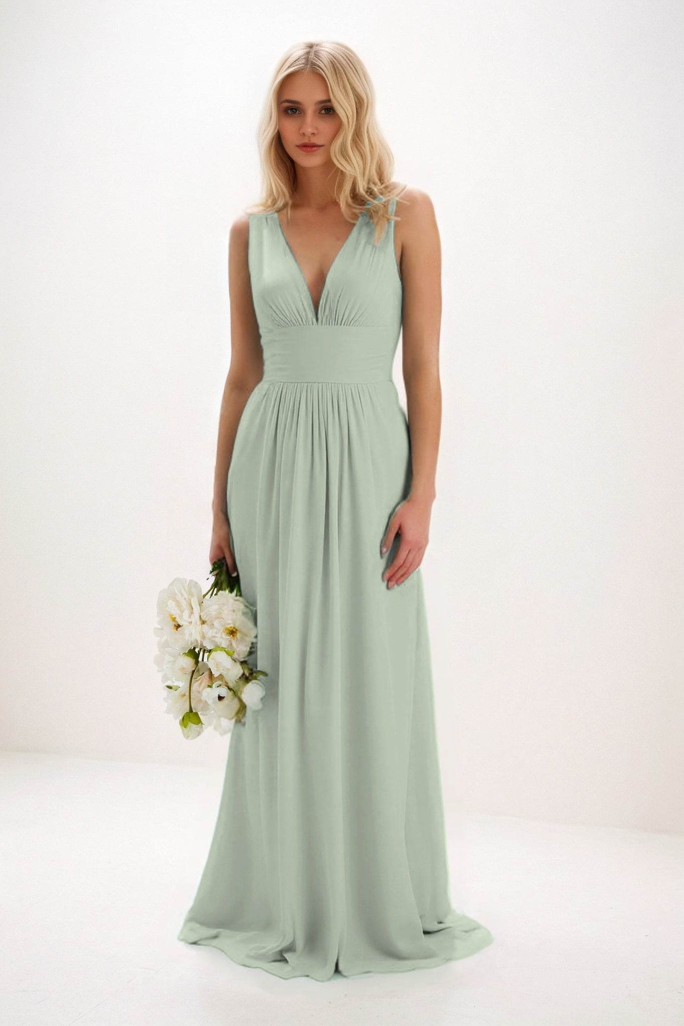 A-Line Maxi Elastic Cloth Bridesmaid Dress CB0840 - COCOMELODY