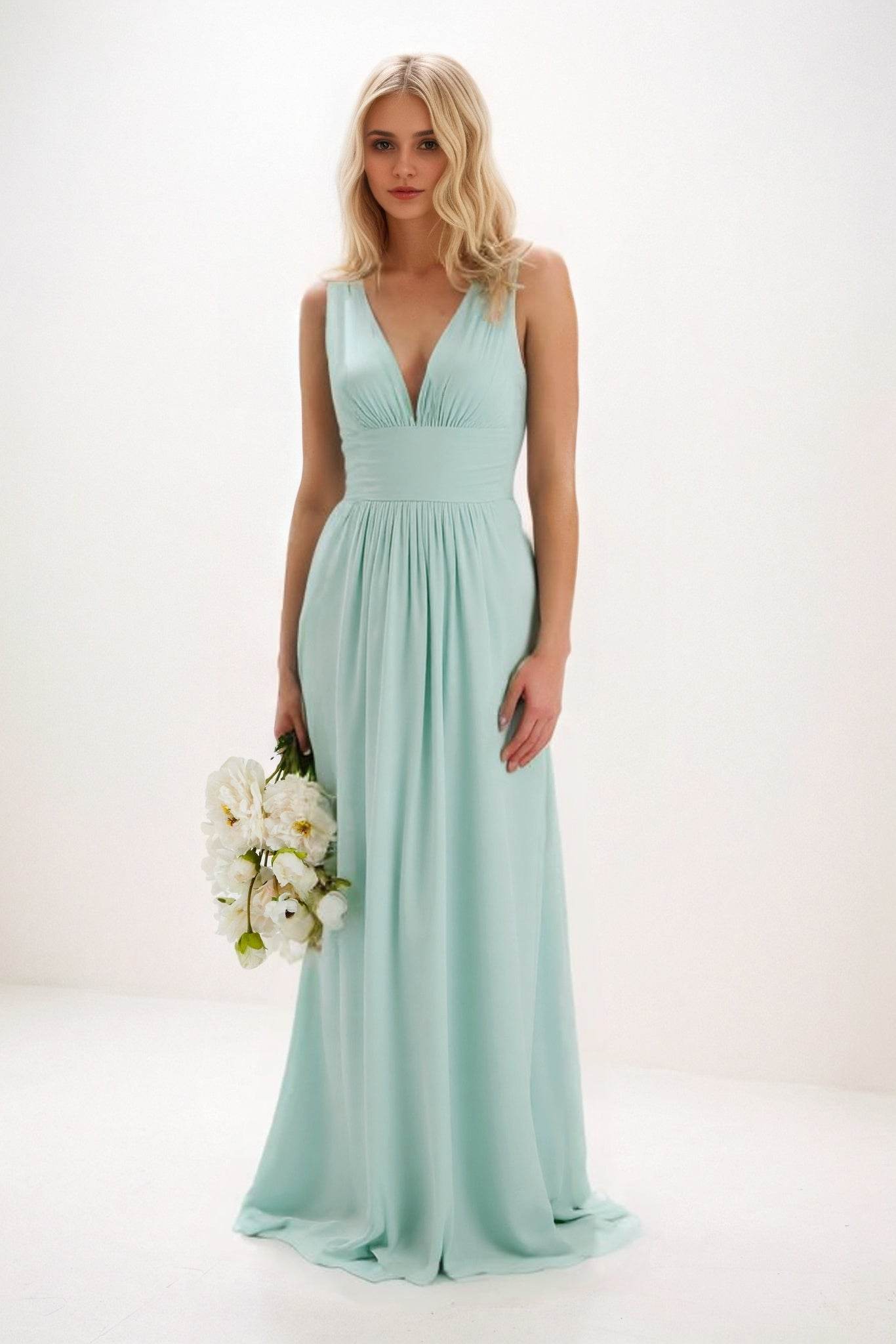 A-Line Maxi Elastic Cloth Bridesmaid Dress CB0840 - COCOMELODY