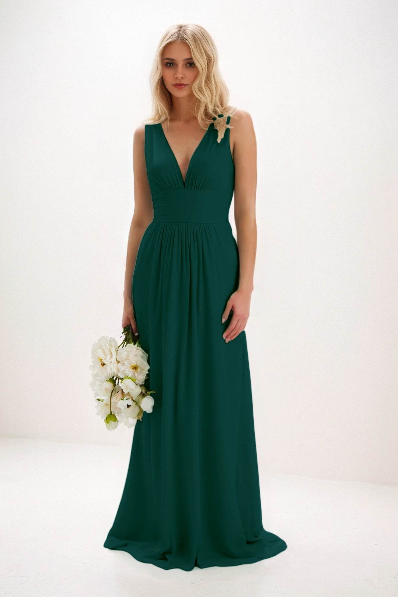 A-Line Maxi Elastic Cloth Bridesmaid Dress CB0840 - COCOMELODY
