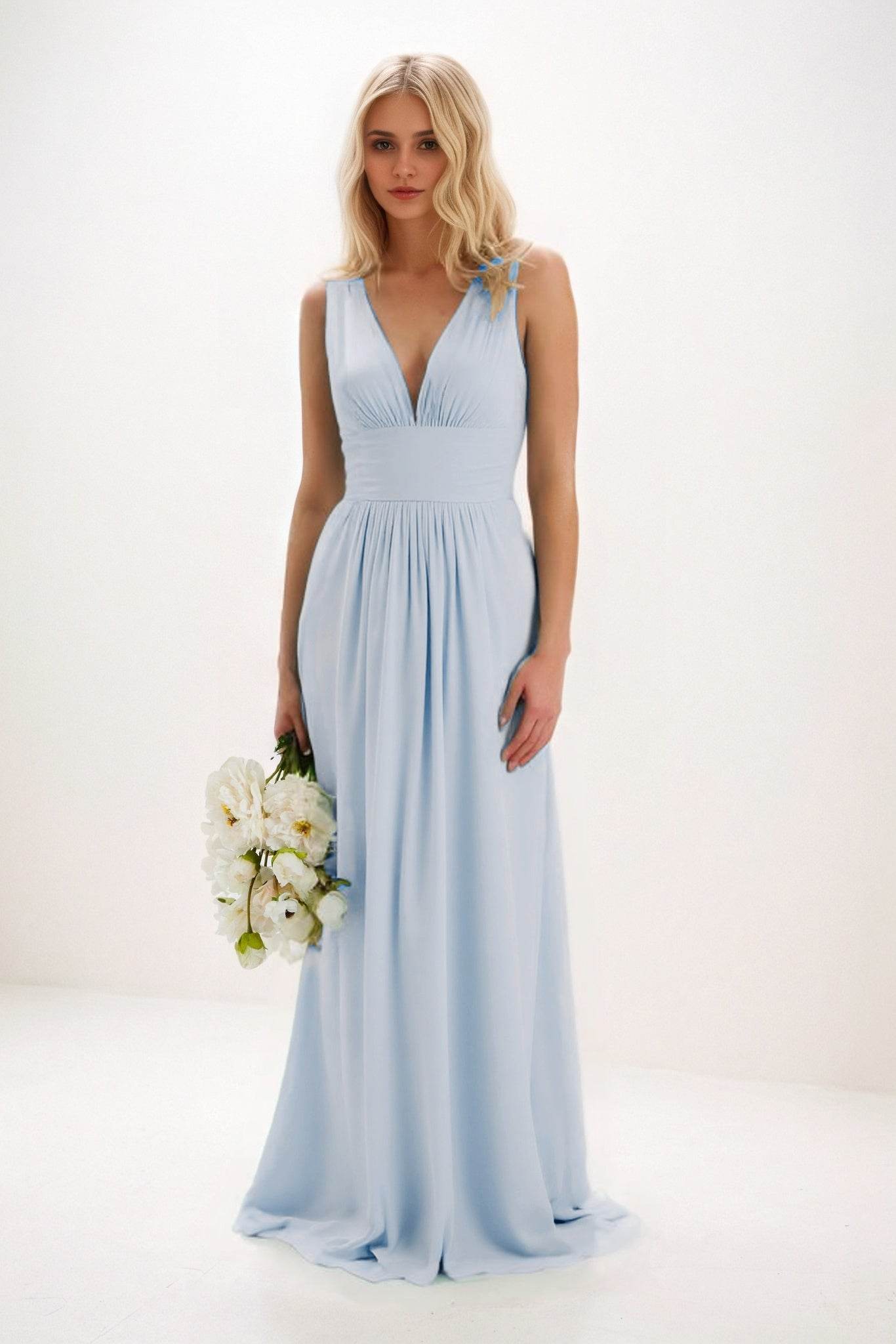 A-Line Maxi Elastic Cloth Bridesmaid Dress CB0840 - COCOMELODY