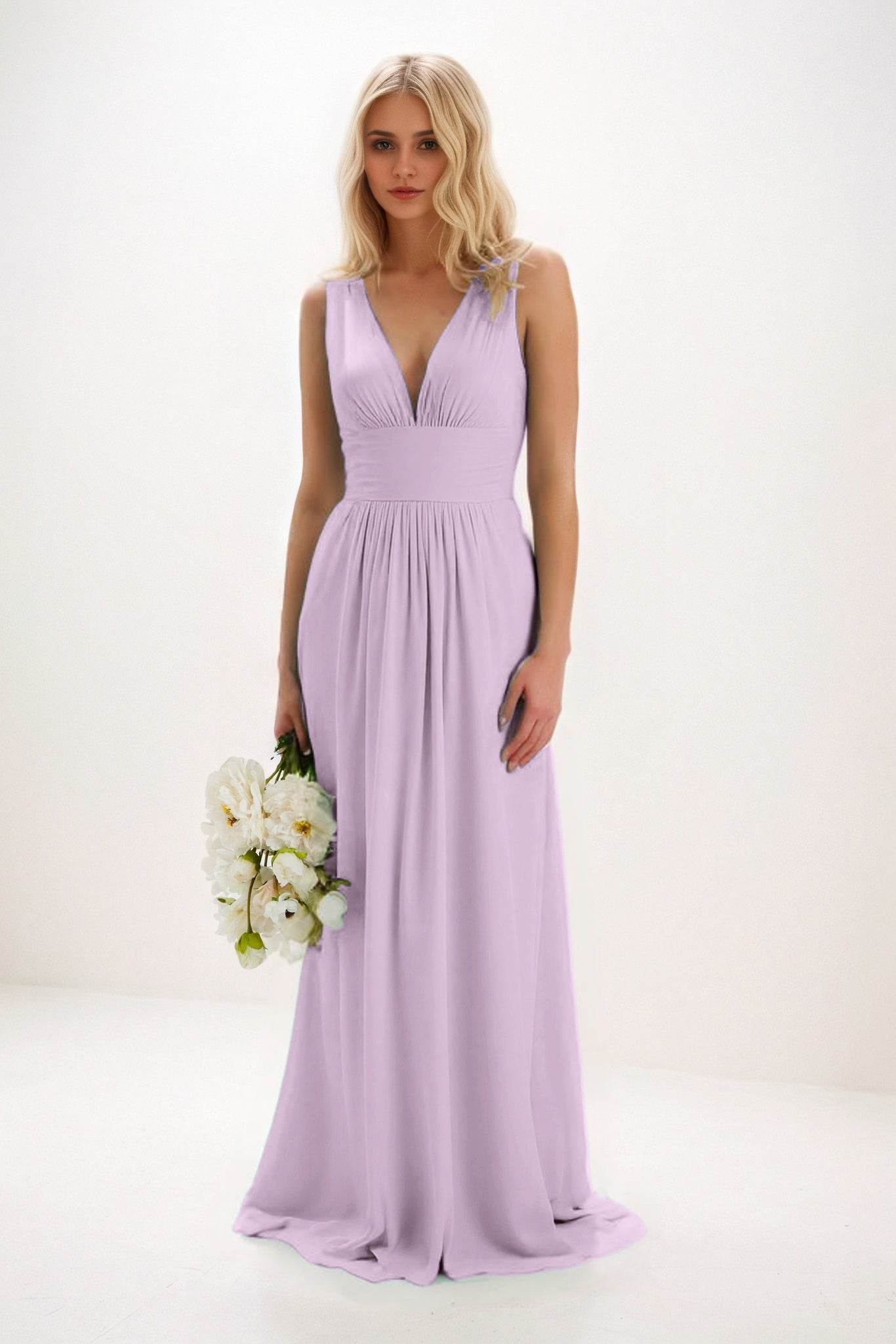 A-Line Maxi Elastic Cloth Bridesmaid Dress CB0840 - COCOMELODY
