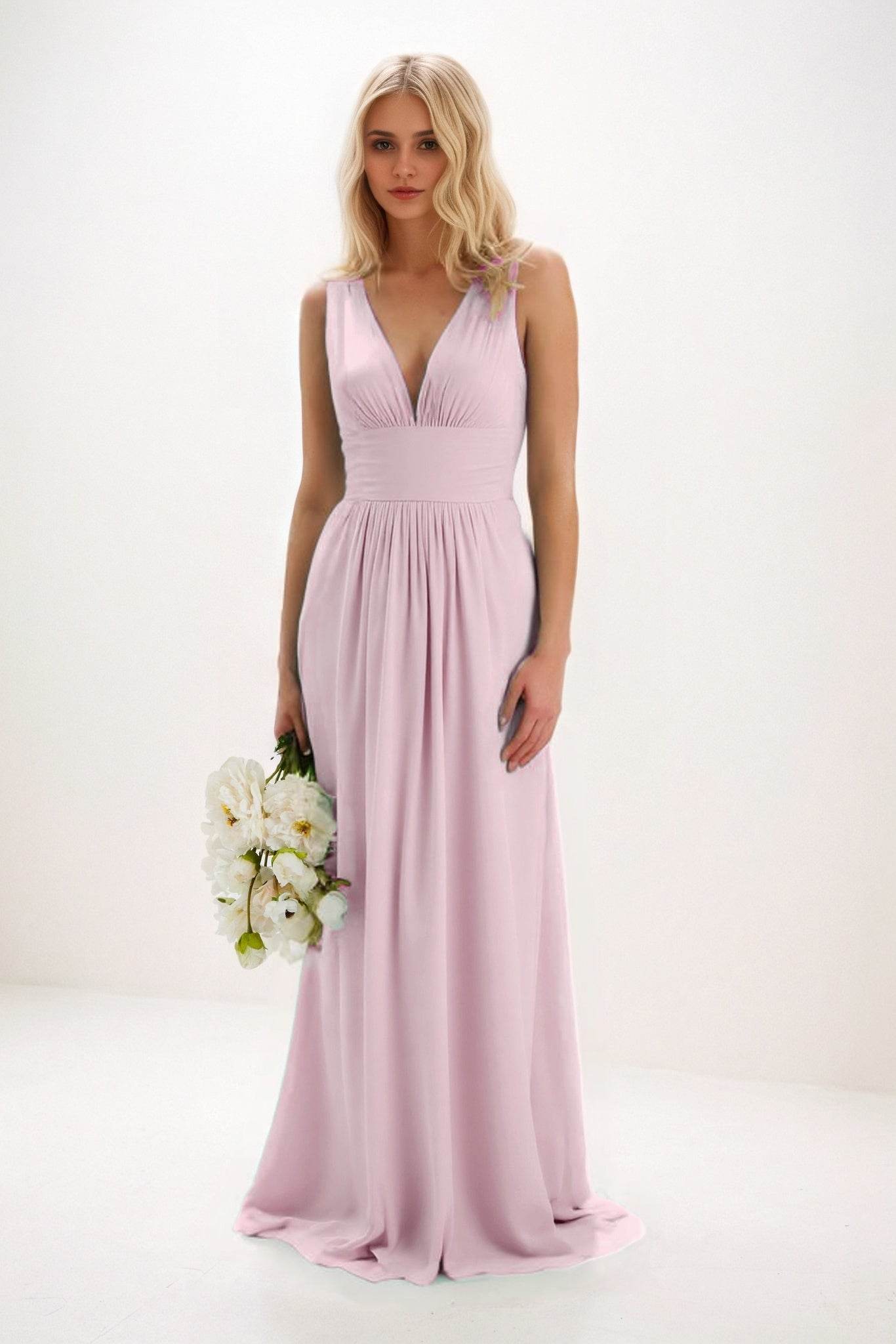 A-Line Maxi Elastic Cloth Bridesmaid Dress CB0840 - COCOMELODY
