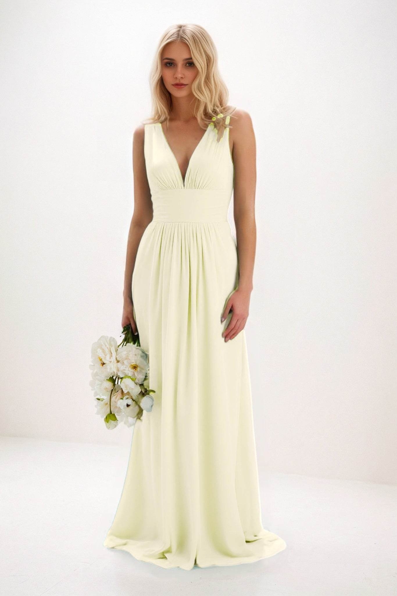 A-Line Maxi Elastic Cloth Bridesmaid Dress CB0840 - COCOMELODY